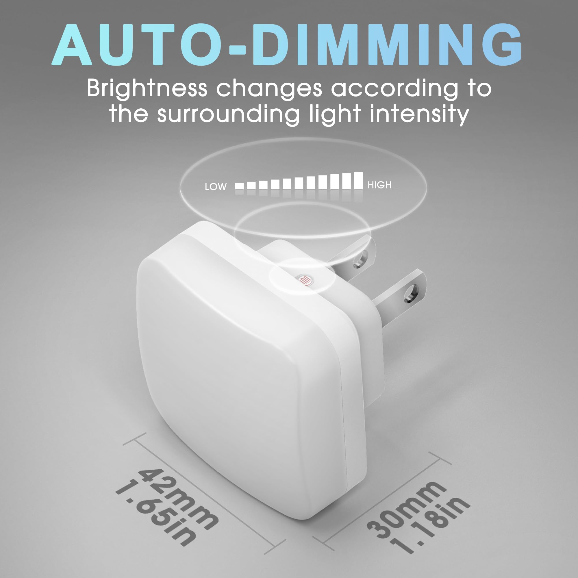 LED Night Lights Plug into Wall with Light Sensor, Dusk to Dawn 0.3W Square Night Light for Kids - 5000K Cool White Nightlight for Bathroom, Bedroom, Kitchen (2 Pack) - Perfect for Nurseries, Hallways & Safe Nighttime Navigation