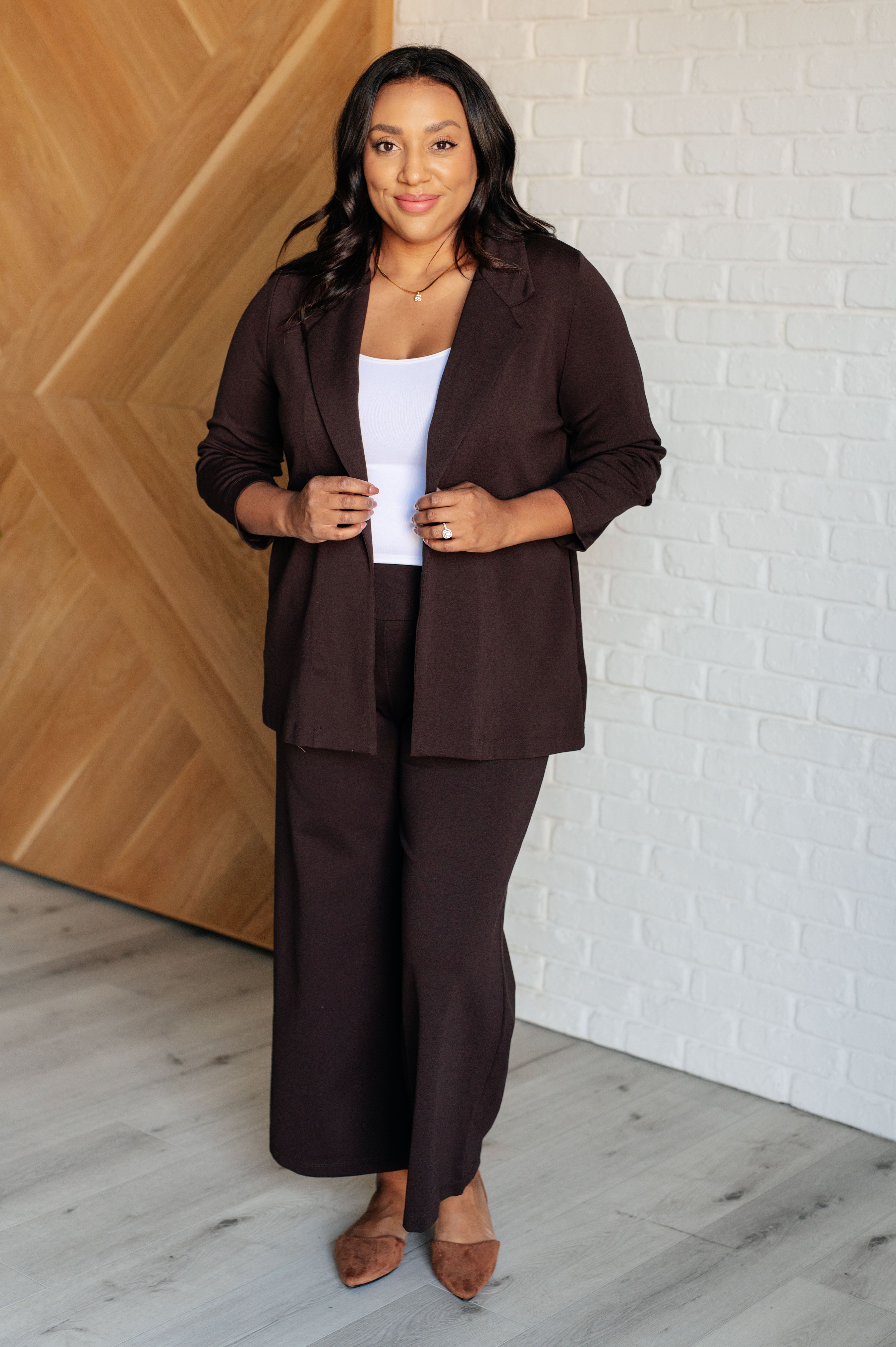 Magic Wide Leg Crop Pants for Women - Soft High Waisted Casual Lounge Pants in Chocolate Brown | Perfect for Yoga, Travel & Everyday Comfort