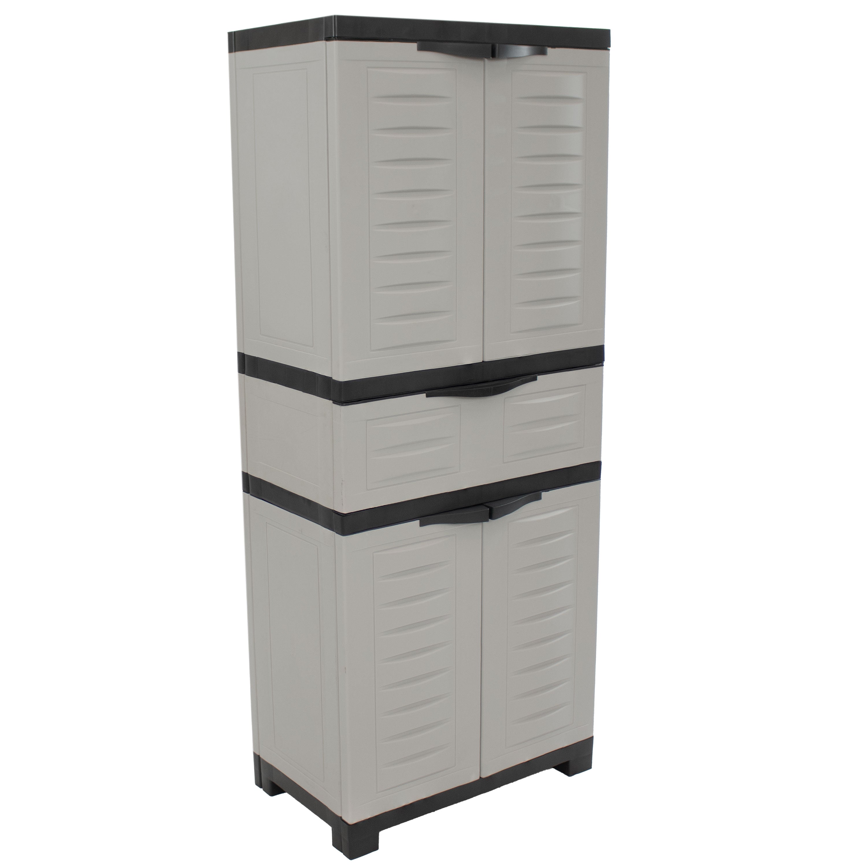 Durable Plastic Garage Storage Cabinet with 2 Adjustable Shelves - Heavy Duty Utility Organizer for Tools, Gardening Supplies & Home Organization