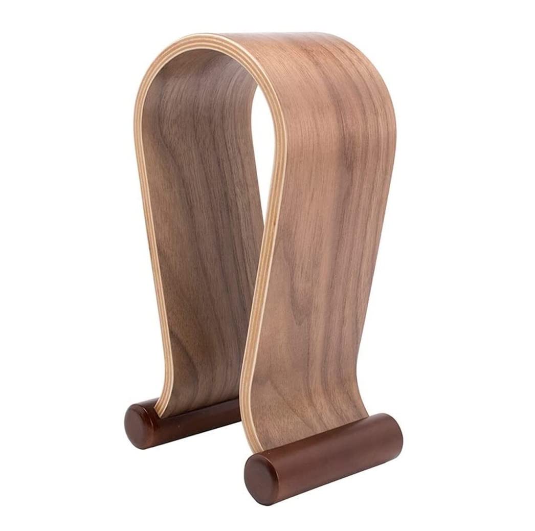 Premium Wooden U-Shaped Headphone Stand - Universal Headset Holder for Desk Display, Earphone Rack (Walnut) | Perfect for Gaming Setups, Home Office & Studio Organization