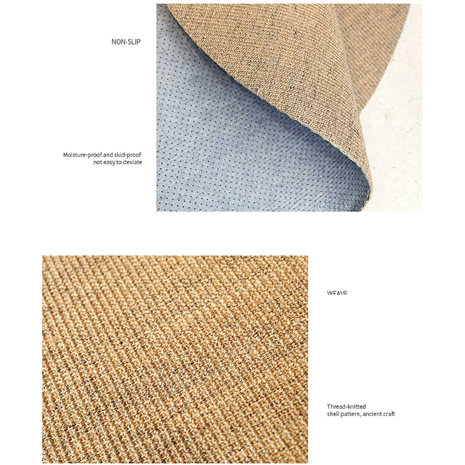 Handmade Round Sisal Runner Rug - Chunky Texture, Non-Slip Backing, Modern Tatami Design - Beige Jute Area Rug (28