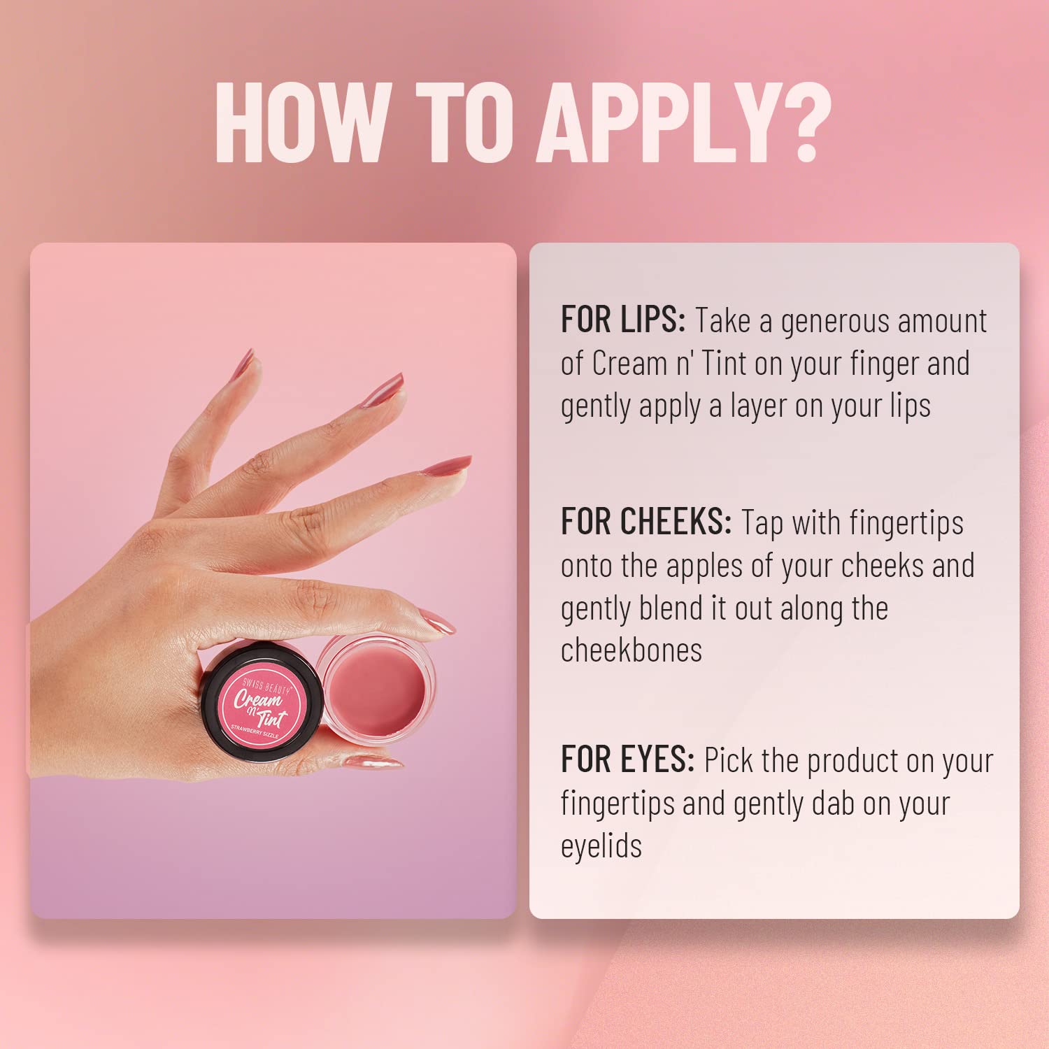 Swiss Beauty 3-in-1 Cream N'Tint for Lips, Eyes & Cheeks - Long Lasting, Blendable Makeup with Jojoba Oil & Glycerin | Fruity Fig Shade (8g) | Perfect for Natural Everyday Look, Date Night & On-the-Go Touch Ups
