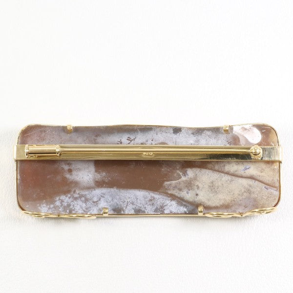 18K Yellow Gold Shell Cameo Brooch - Vintage Handcrafted Jewelry for Women - Perfect for Weddings, Parties & Special Occasions