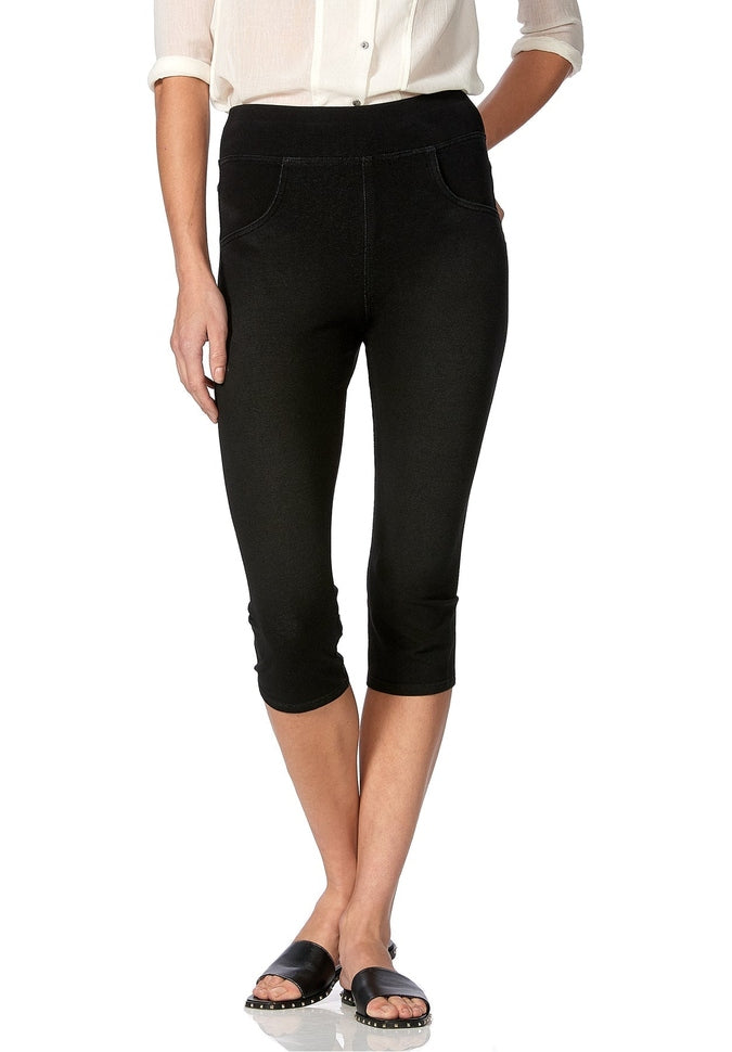 HUE Game Changing Hi Rise Capri Legging - High Waist Slimming Yoga Pants for Women, Comfortable Workout Leggings for Running, Gym & Lounge Wear