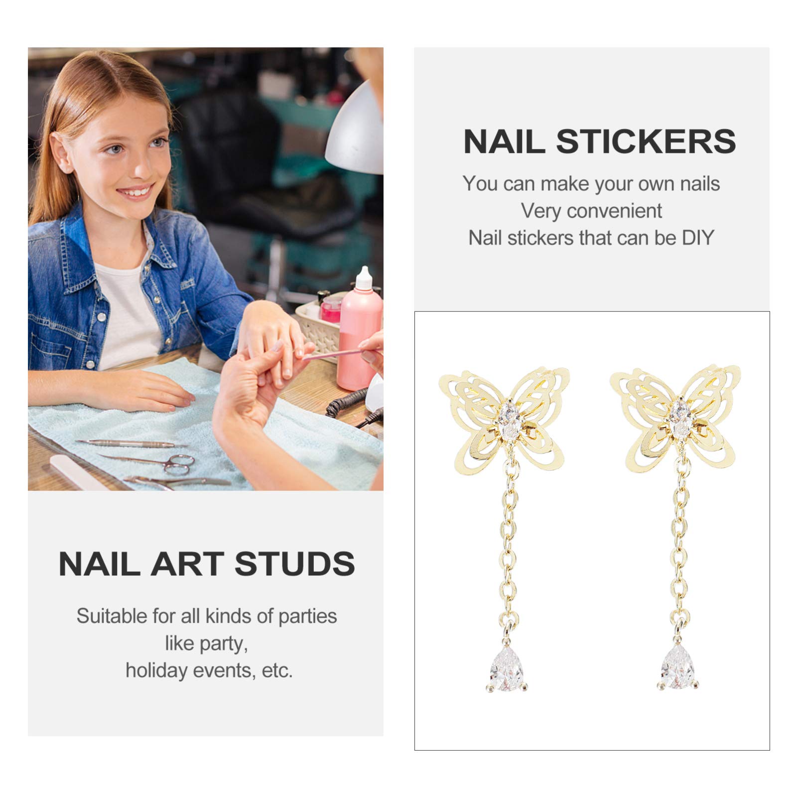 3PCS DIY Nail Art Chains - Shining Manicure Jewelry Supplies for Nail Decorations | Fashionable Nail Art Accessories for Professional & Home Manicures | Perfect for Parties, Weddings and Special Occasions