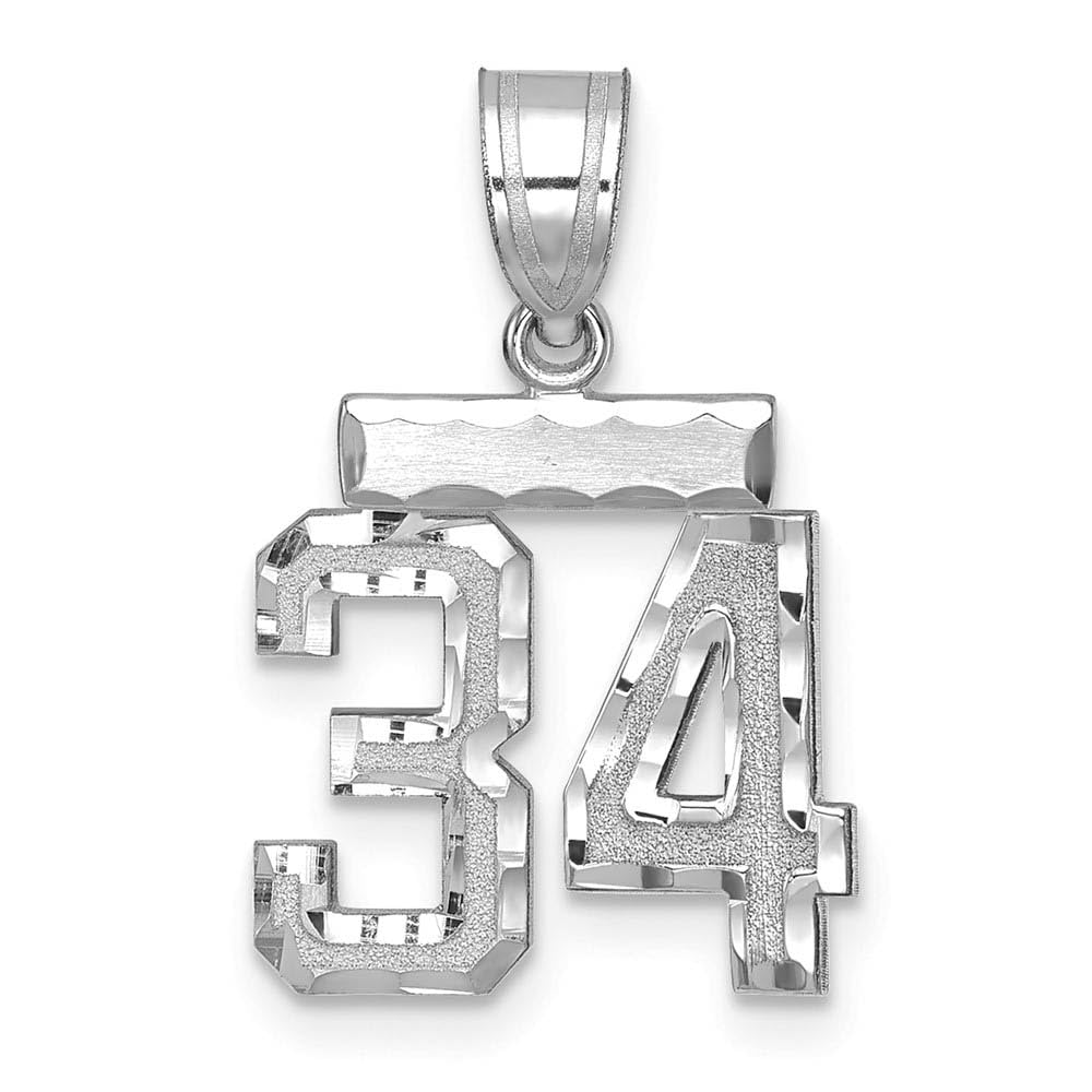 The Black Bow 14k White Gold Varsity Collection Small D/C Pendant Number 34 - Perfect for Graduation Gifts and Everyday Elegance