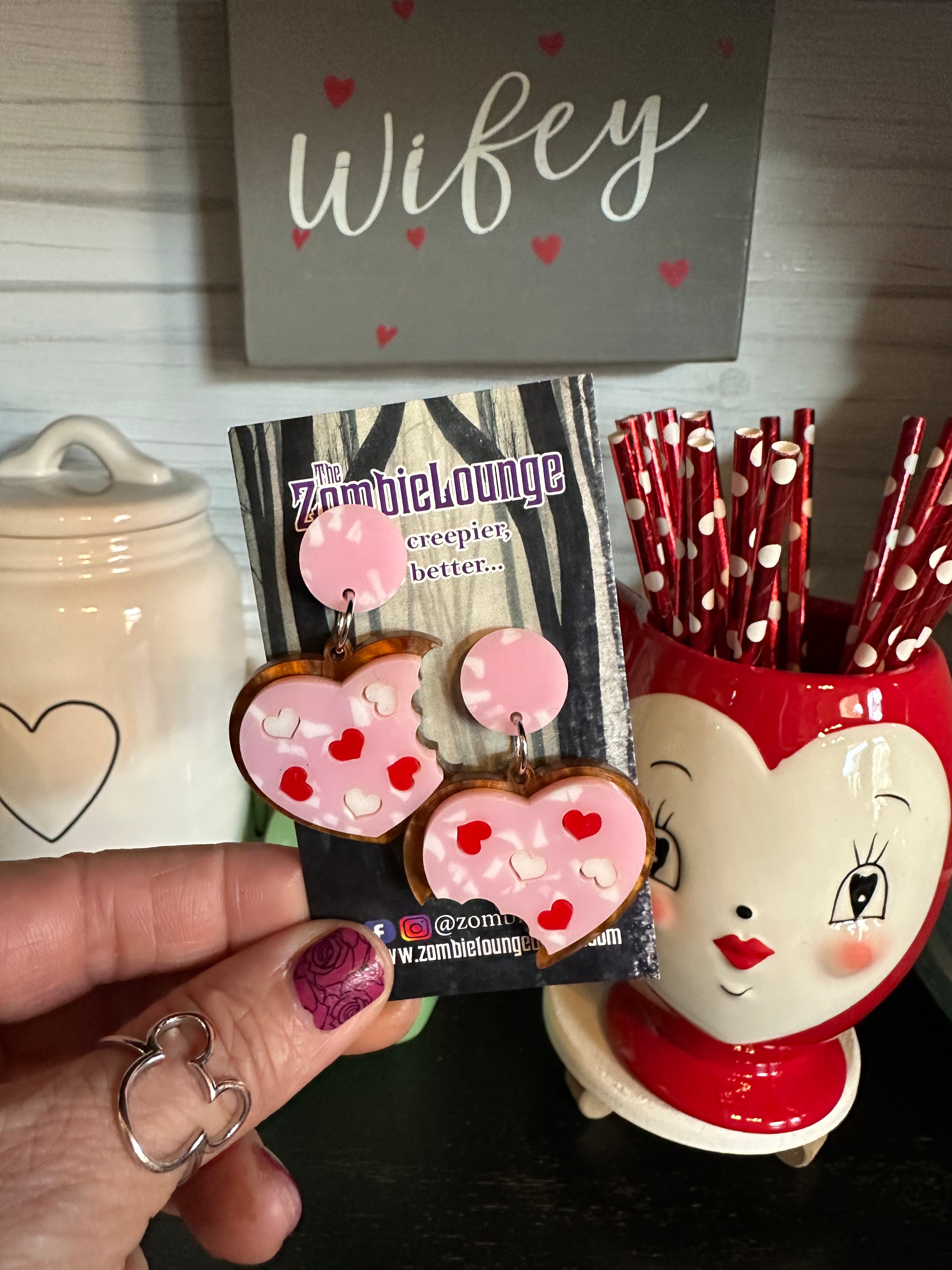 Valentine's Day Heart Cookie Earrings - Sweet Romantic Jewelry Gift for Her - Perfect for Valentine's Gifts, Anniversaries & Date Nights