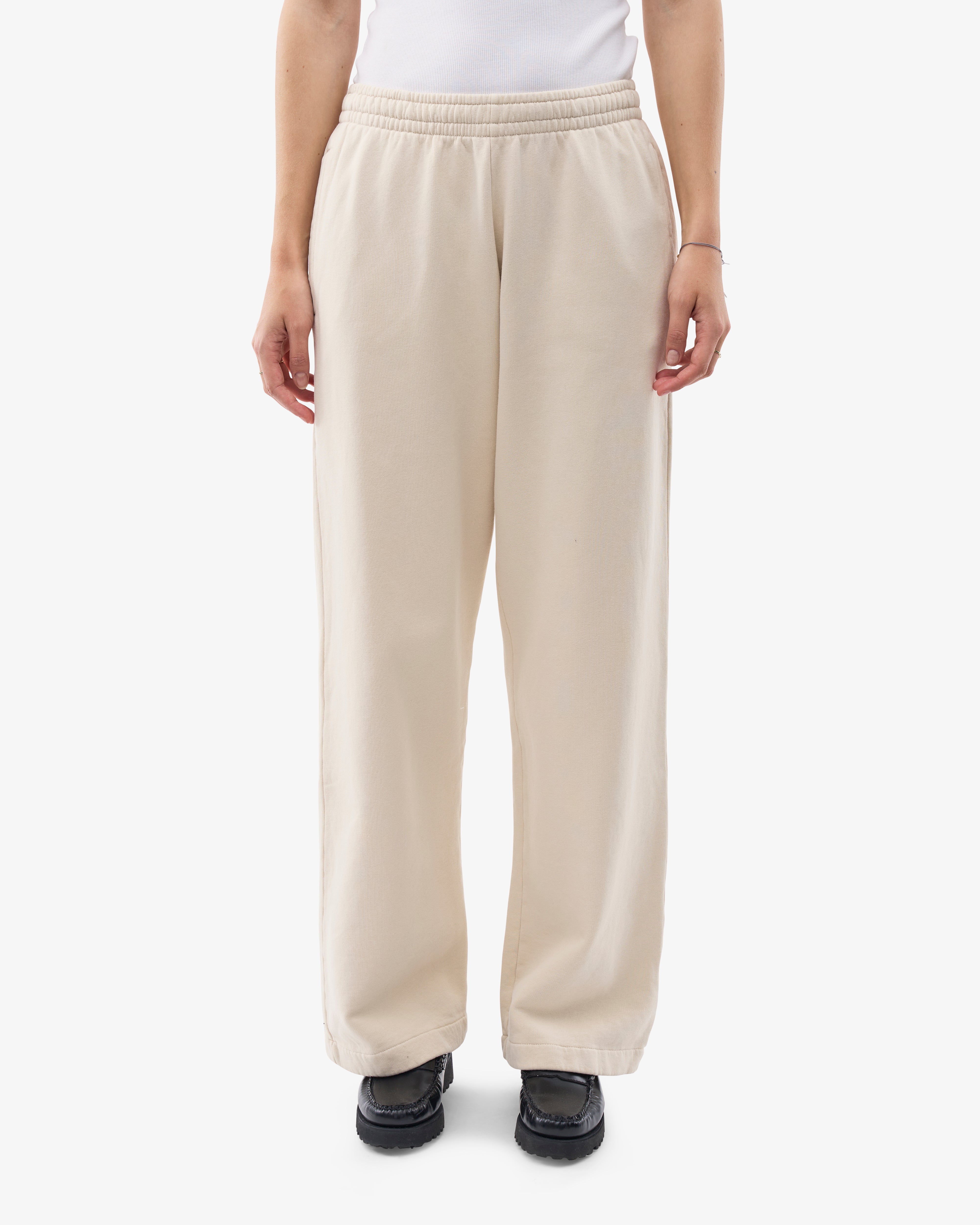 Organic Straight Leg Sweatpants for Women - Soft Ivory White Cotton Lounge Pants - Perfect for Yoga, Running & Home Relaxation