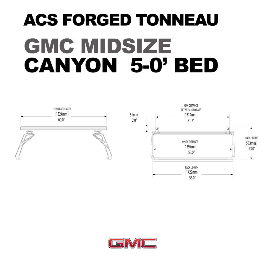 ACS Forged Tonneau Cover | Compatible with 2023+ GMC Canyon 5'0 Bed | Durable Truck Bed Protection for Camping & Outdoor Adventures