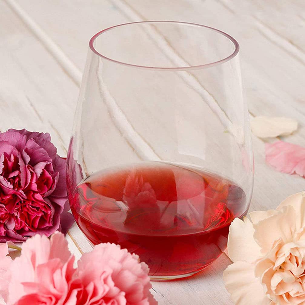 Premium 4-Piece Whiskey Glasses Set - Shatterproof Plastic Stemless Wine Tumblers for Coffee, Tea, Juice & Cocktails | Ideal for Home Bar, Parties, Outdoor Picnics & Terrarium Decor