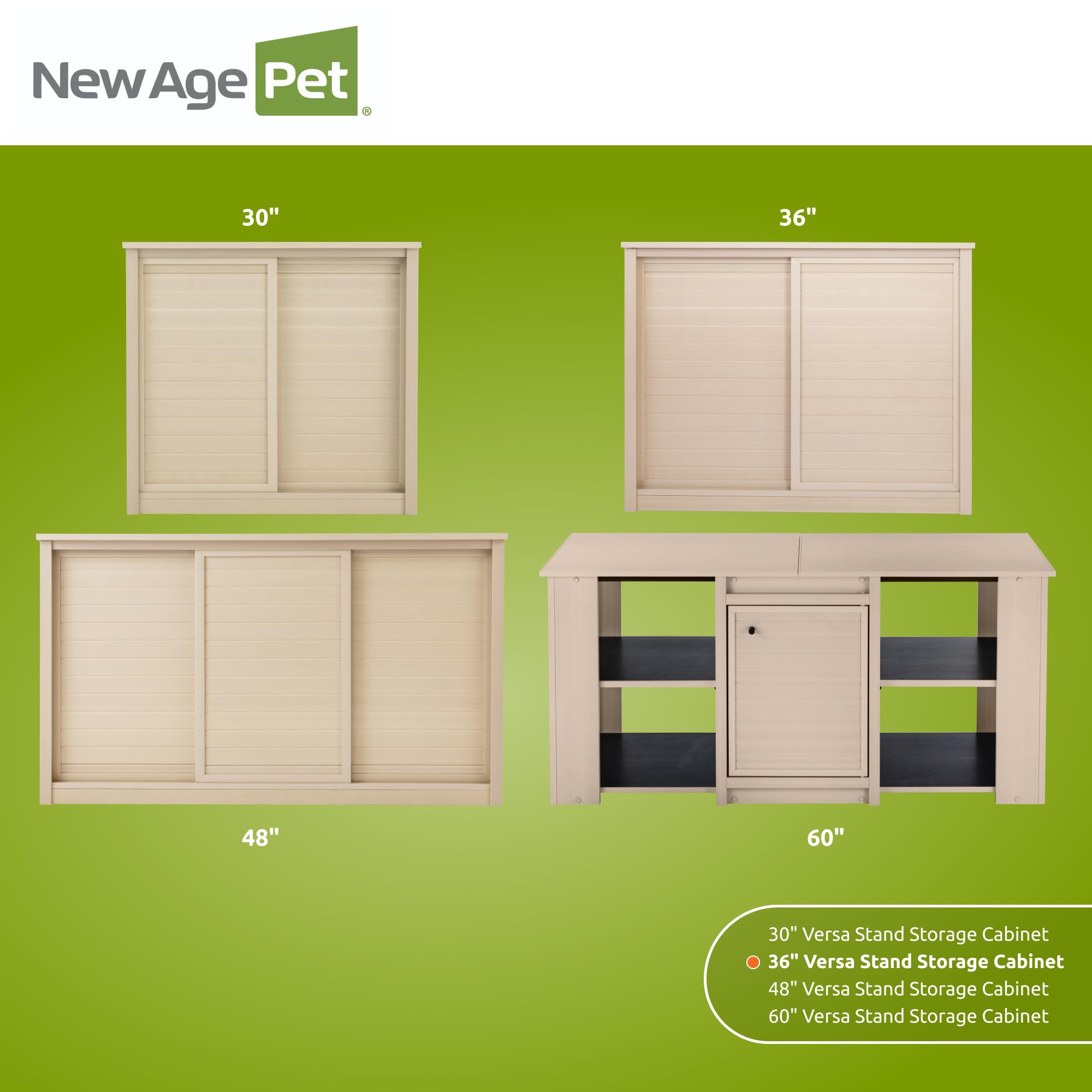 New Age Pet ECOFLEX Versa Stand 36-Inch Pet Storage Cabinet | Durable Wood Plastic Composite | Non-Toxic Pet Food & Toy Organizer | Perfect for Bedding, Treats & Accessories Storage | 10-Year Warranty | Ideal for Living Rooms, Pet Rooms & Garages