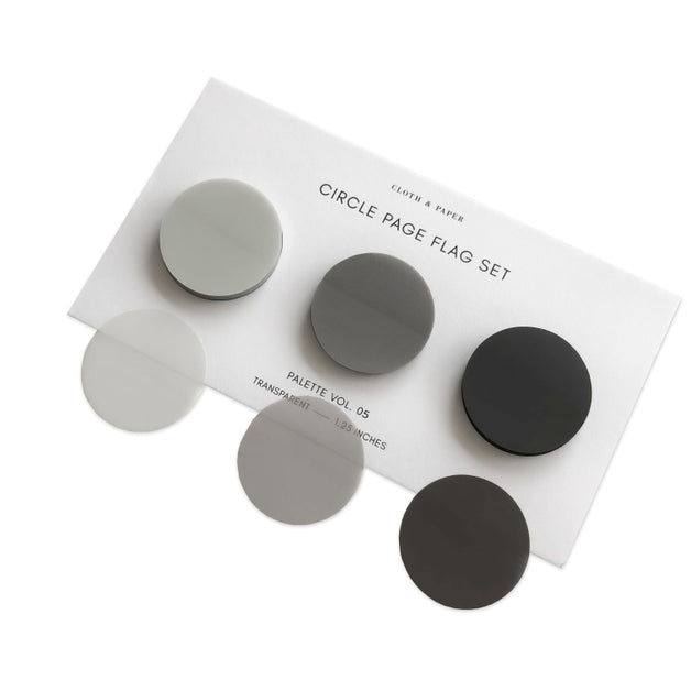 Colorful Circle Page Flag Trio - Cortado, Au Lait & Angora Gray - Volume 5 | Perfect for Book Marking, Note Taking & Office Organization