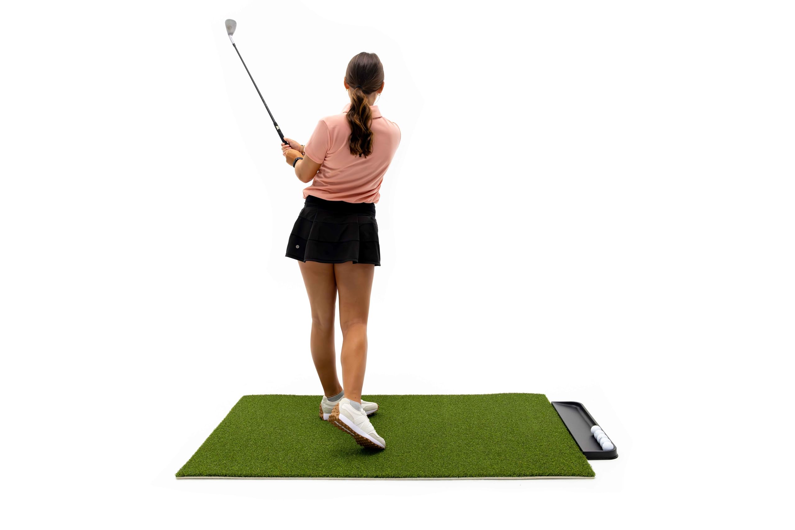 Premium Golf Practice Mat for Indoor & Outdoor Use - Includes Bonus Golf Tray + 3 Rubber Tees - Perfect for Home, Office, Backyard & Driving Range Training