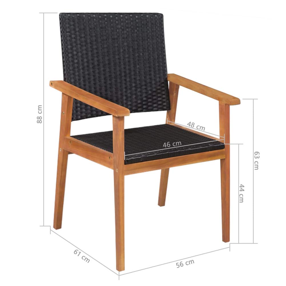 5-Piece Outdoor Dining Set - Black & Brown Poly Rattan Patio Furniture for Garden, Backyard, and Poolside Dining | Weather-Resistant & Durable