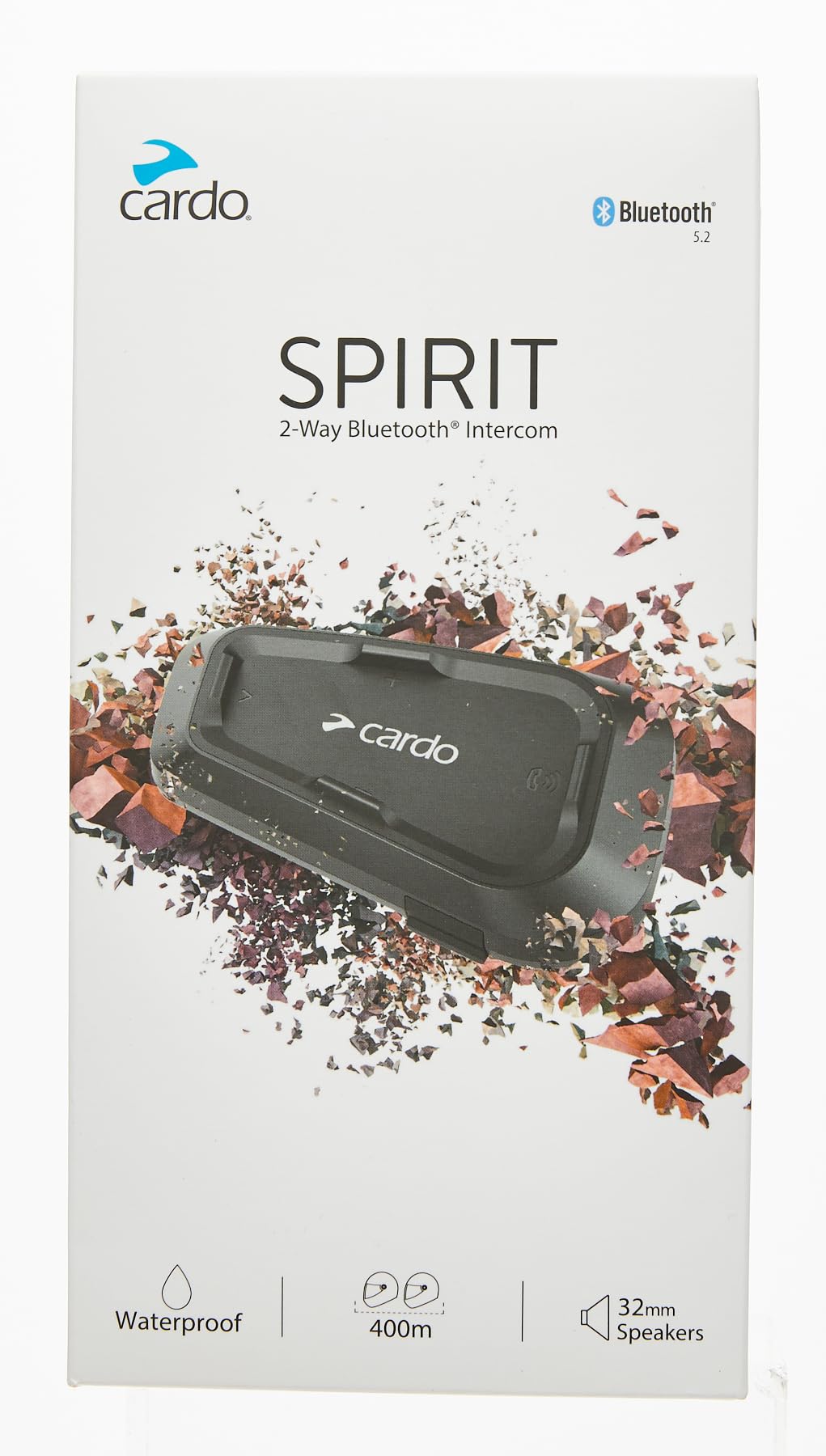 Cardo Spirit HD Motorcycle Bluetooth Headset - Wireless Intercom for Riders, Noise Cancelling, Single Pack (Black) - Perfect for Group Rides, Touring & Highway Communication