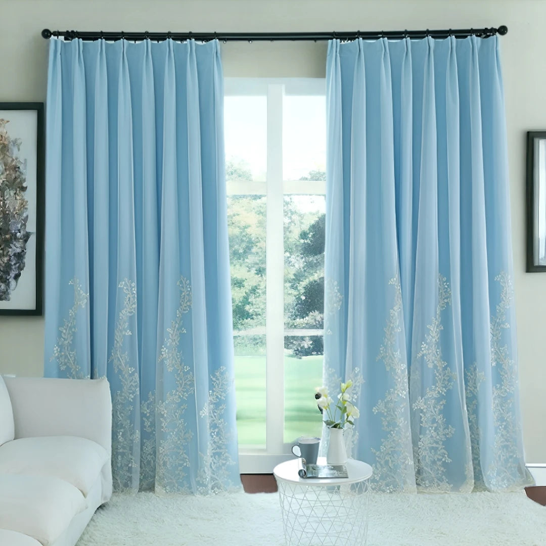 Maeve Two Layer Floral Print Soundproof Blackout Curtains for Bedroom & Living Room - Custom Size, Noise Reducing & Light Blocking Window Treatments for Home Decor