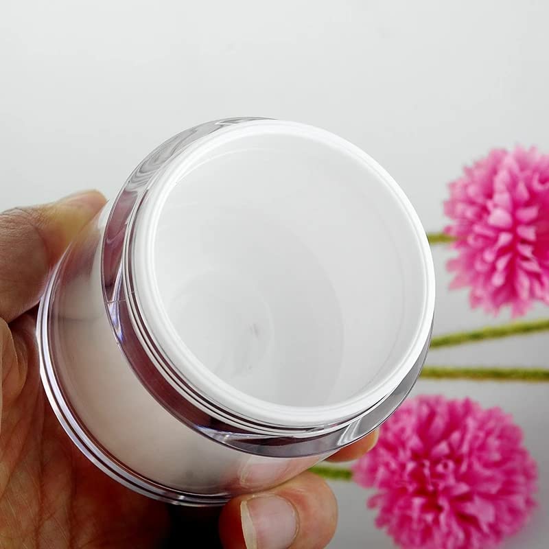 2Pcs Airless Pump Jars - 50ml Refillable Vacuum Cream Containers for Travel | Portable Lotion Dispenser for Face Cream, Moisturizer, Eye Serum & Makeup | Leak-Proof Cosmetic Storage for Home & On-The-Go Use