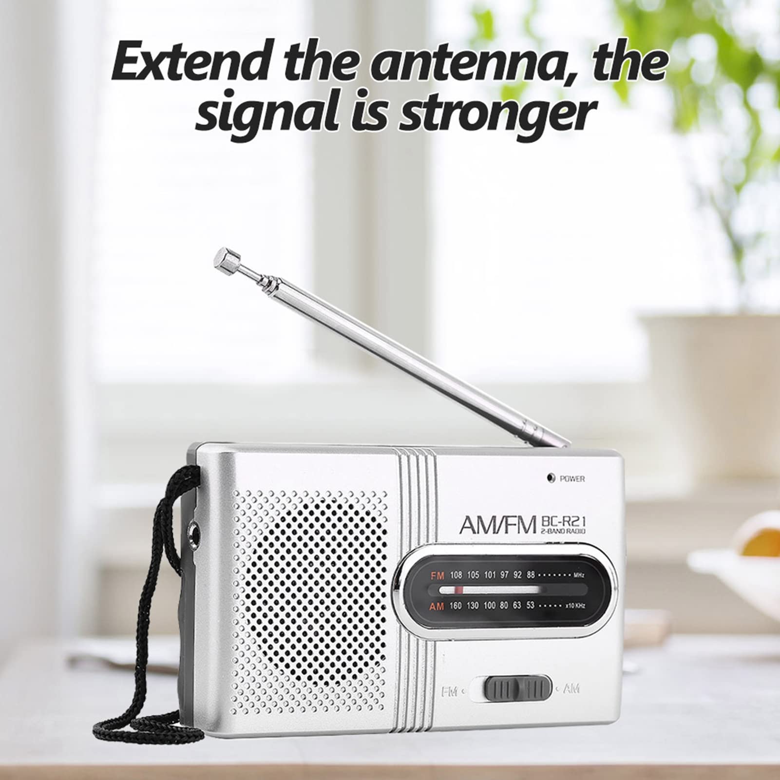Portable AM FM Mini Radio Stereo Receiver - Universal Pocket Radio with Boombox Music Player, Earphone Jack, 2 AA Battery Powered (Batteries Not Included) - Perfect for Travel, Camping, Emergency & Outdoor Activities