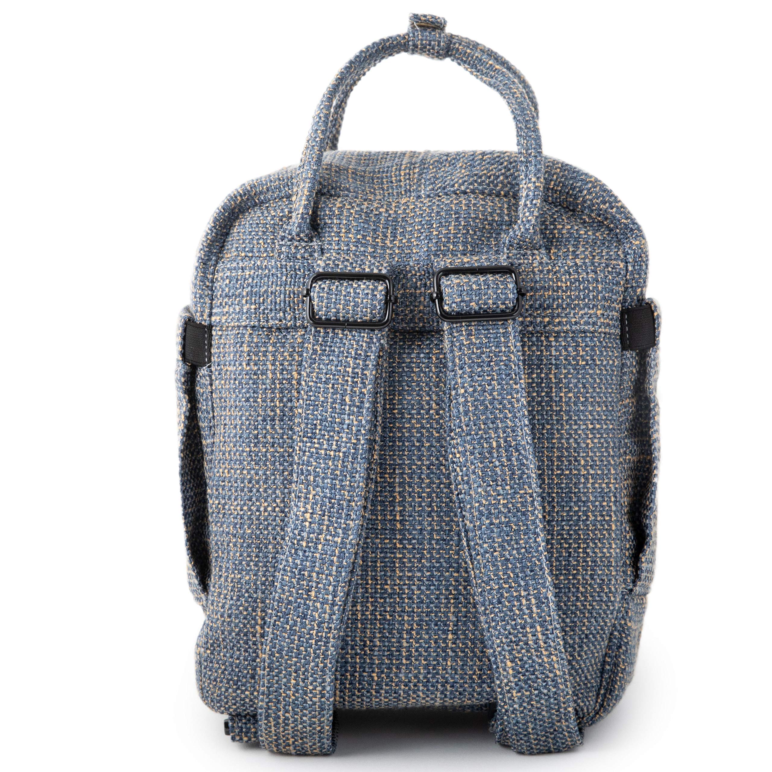 DIME BAGS Mini Backpack - Hemp Material Small Travel Backpack for Women & Men - Lightweight & Durable Sky Blue Daypack for Hiking, School, Work & Daily Use