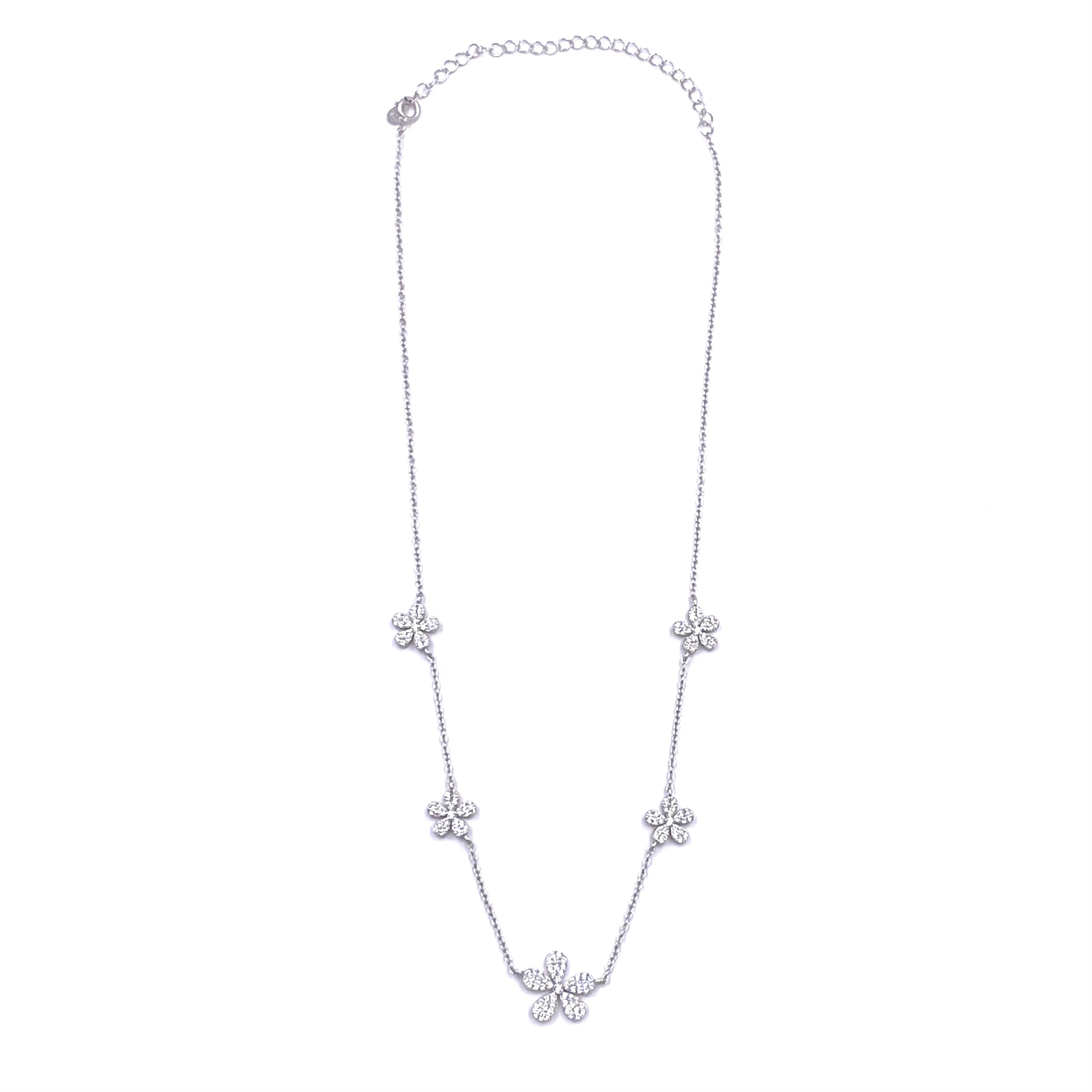 Ashley Gold Sterling Silver 5 Rose CZ Drop Necklace - Elegant Cubic Zirconia Pendant for Women - Perfect for Weddings, Anniversaries & Special Occasions