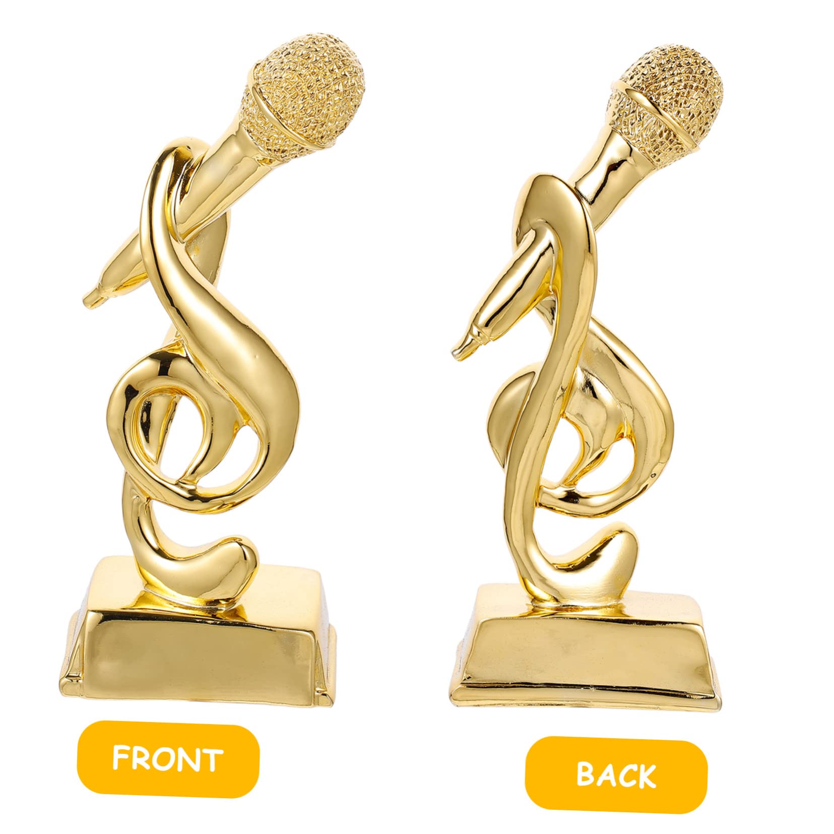 Yardwe 3-Piece Gold Musical Trophy Microphone Set - Mini Singing Trophy Decor for Kids, Tabletop Awards, Resin Music Note Gift for Children - Perfect for Birthday Parties, Music Competitions & Sports Awards