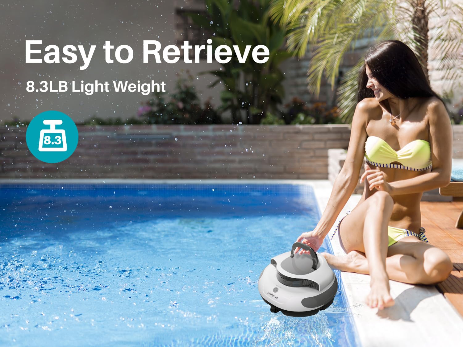 PoolPure Aquaguard SE II 2025 Upgrade Cordless Robotic Pool Cleaner - 5000mAh Big Battery, 120-Min Runtime, Dual Cleaning Modes for Above Ground & Inground Pools | Automatic Pool Vacuum Robot for Daily Cleaning & Maintenance