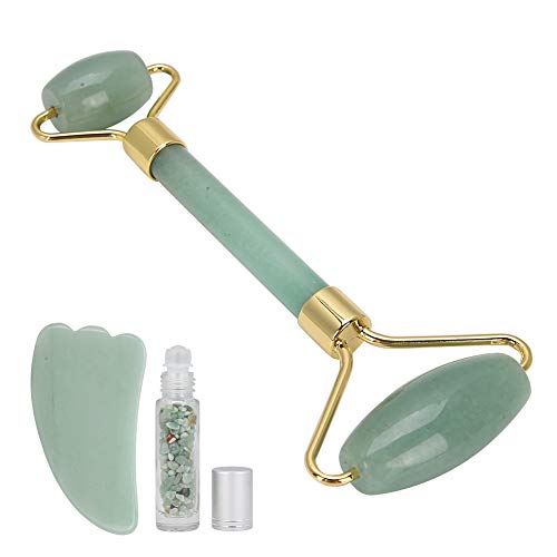 Rose Quartz & Green Aventurine Facial Roller - Skin Tightening & Lifting Massage Tool for Face & Neck | Reduce Puffiness & Boost Circulation | Perfect for Morning Routine & Spa Night Self-Care