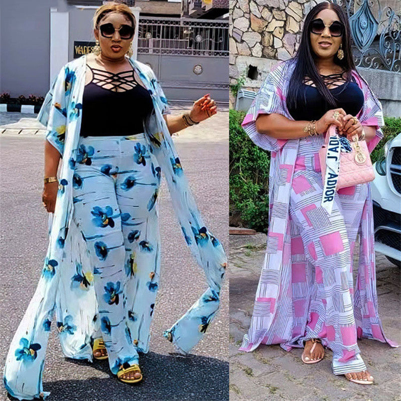 African Women's 3-Piece Outfit Set - Stylish Tank Top & Robe for Casual Wear, Beach Cover-Up, or Lounge Comfort | Perfect for Summer Fashion, Vacation, and Relaxation at Home