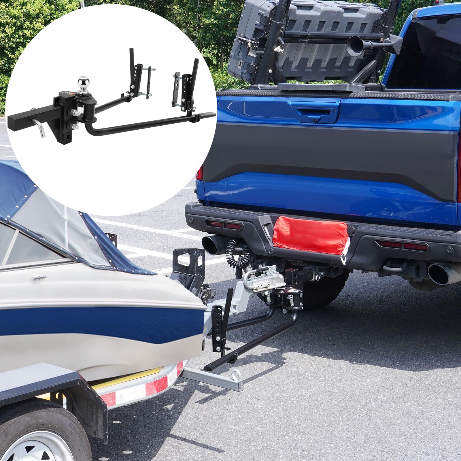 VEVOR Weight Distribution Hitch Kit - 1,500 lbs Capacity with Sway Control for Trailers - 2-in Solid Steel Shank & 2-5/16