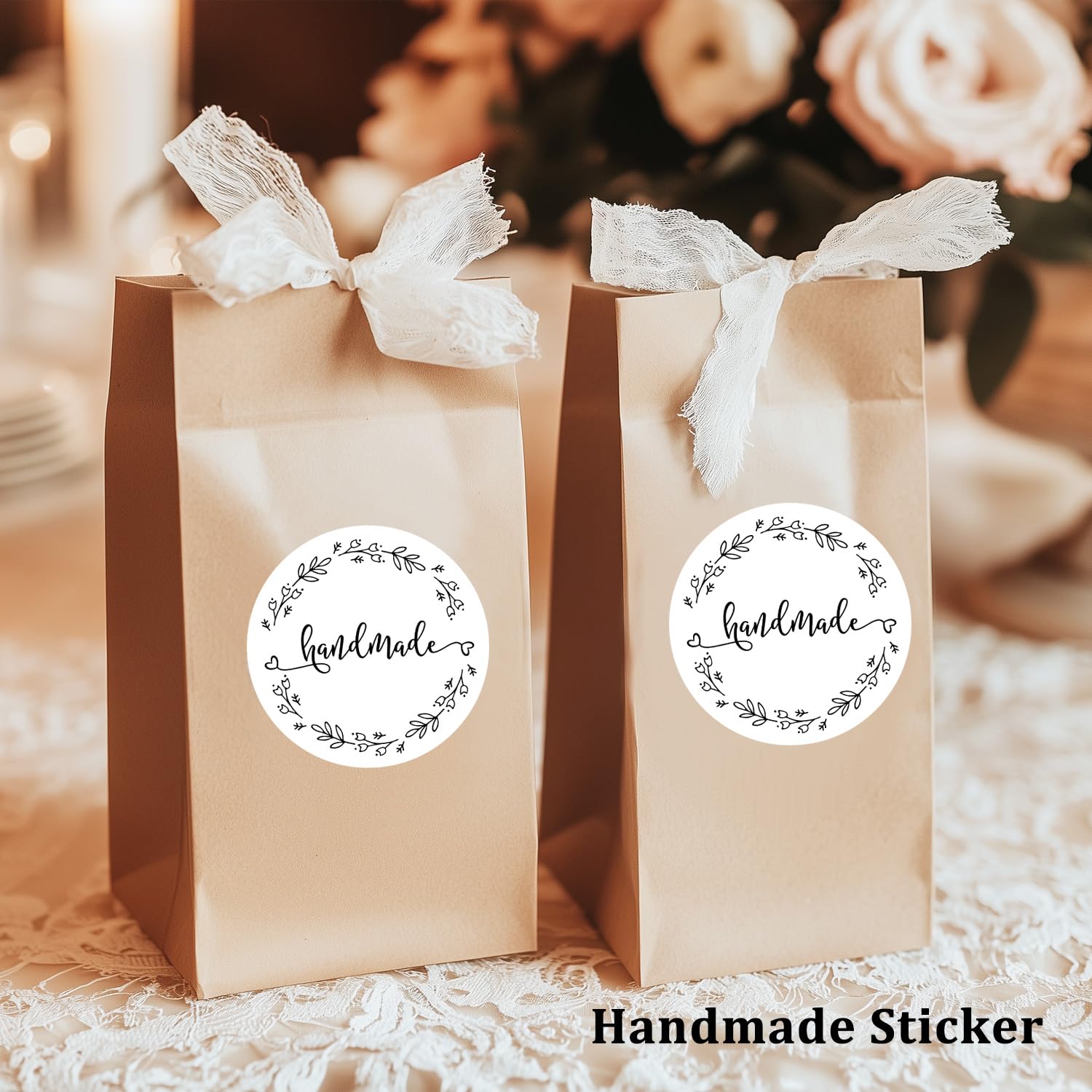 120 Pack Handmade Round Stickers for Business & Sellers - 1.6 Inch Custom Labels for Packaging, Branding & Crafts - Perfect for Etsy Shops, Small Business Branding & DIY Projects