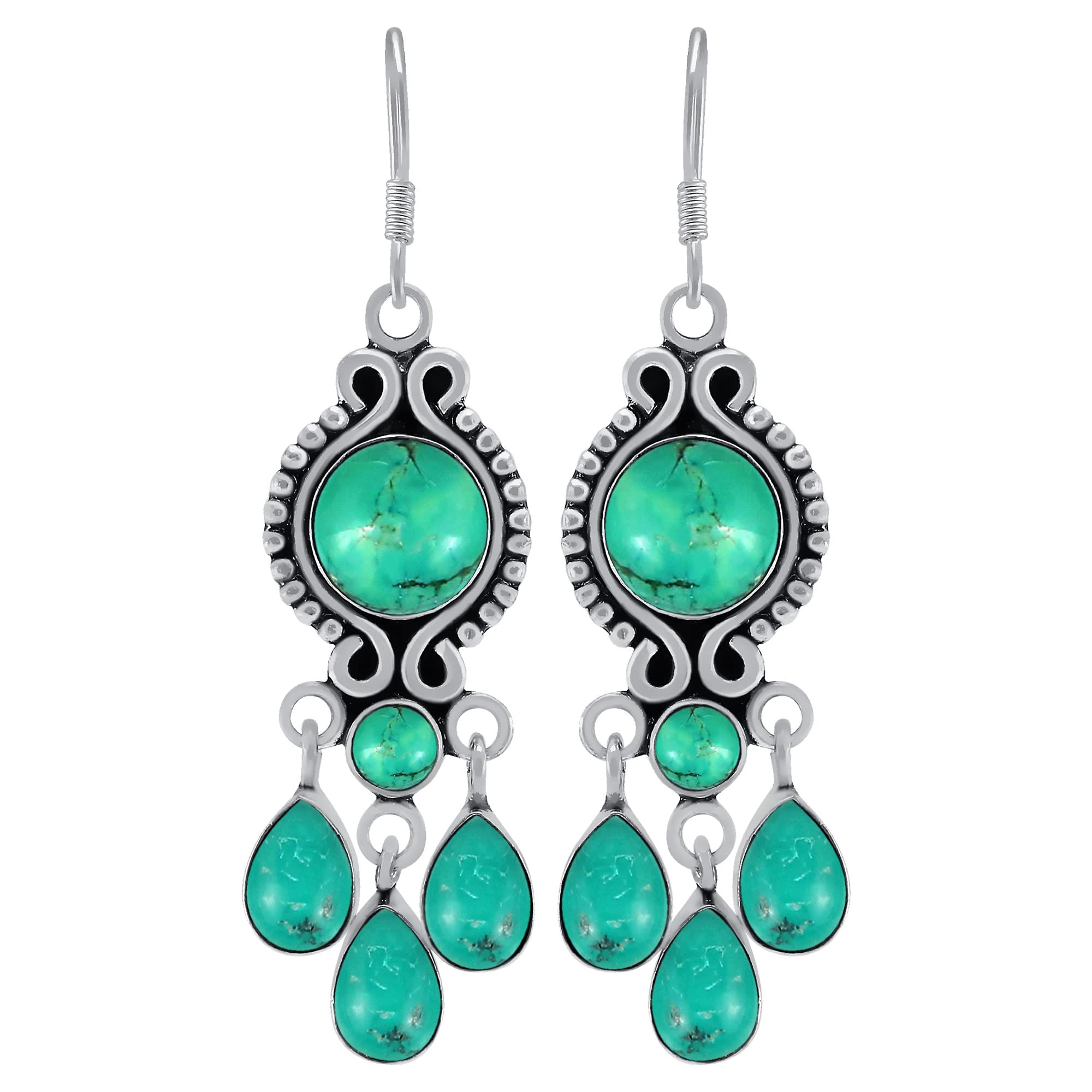 13.65ct Natural Round Gemstone Earrings - Boho Dangle Jewelry for Women | Birthday Gifts for Her