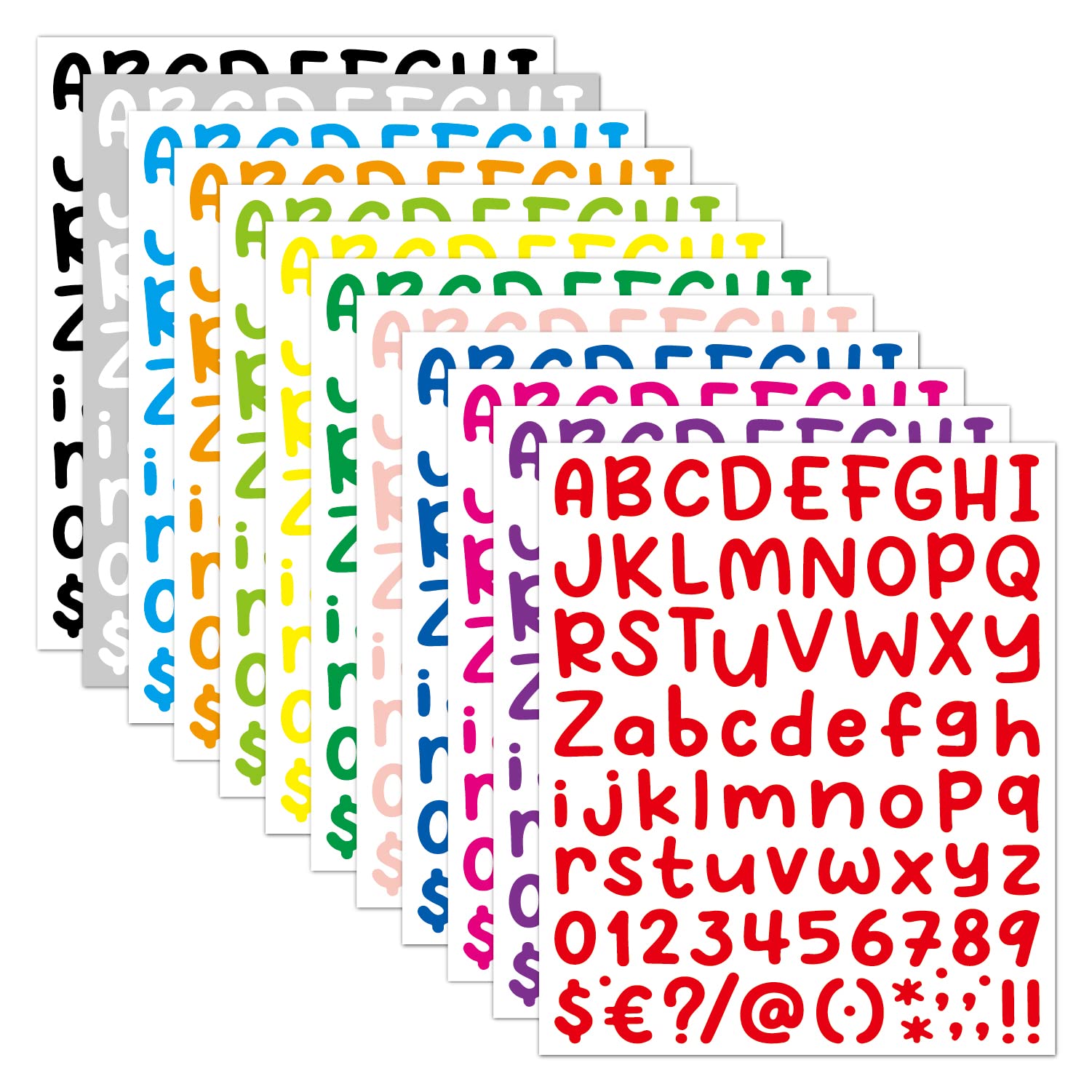 12 Sheet 972 Pcs Colorful Alphabet Letter & Number Stickers - Self-Adhesive Vinyl Decals for DIY Crafts, Scrapbooking, Cup Decoration, Car Windows, Home Signs - Perfect for Kids, Teachers & Craft Lovers (Style A)