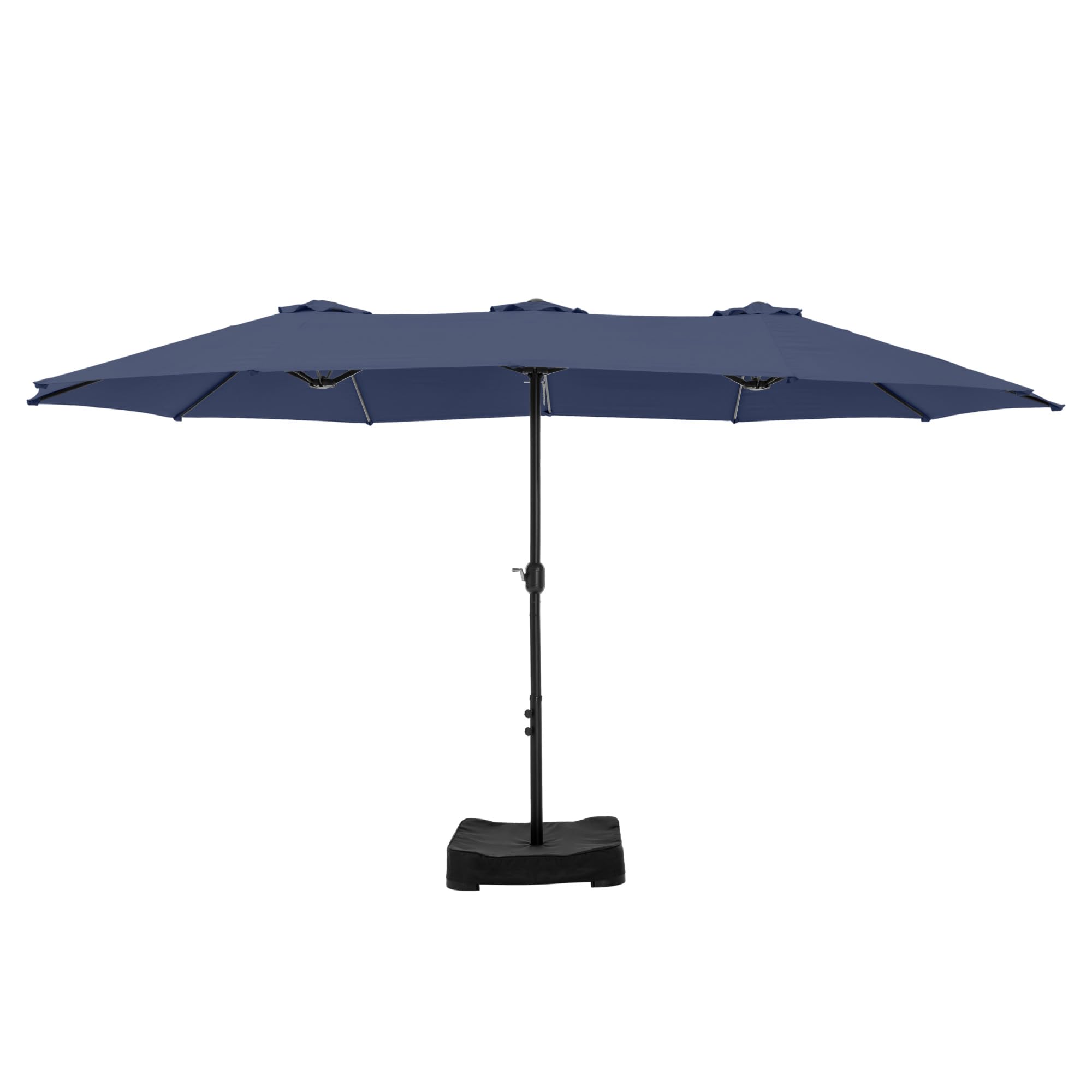 MFSTUDIO 15ft Double Sided Rectangular Patio Umbrella with Heavy Duty Base - Outdoor Market Umbrella with Easy Crank Handle for Deck, Pool, Garden, Restaurant & Backyard Shade - Perfect for Sun Protection and Outdoor Relaxation