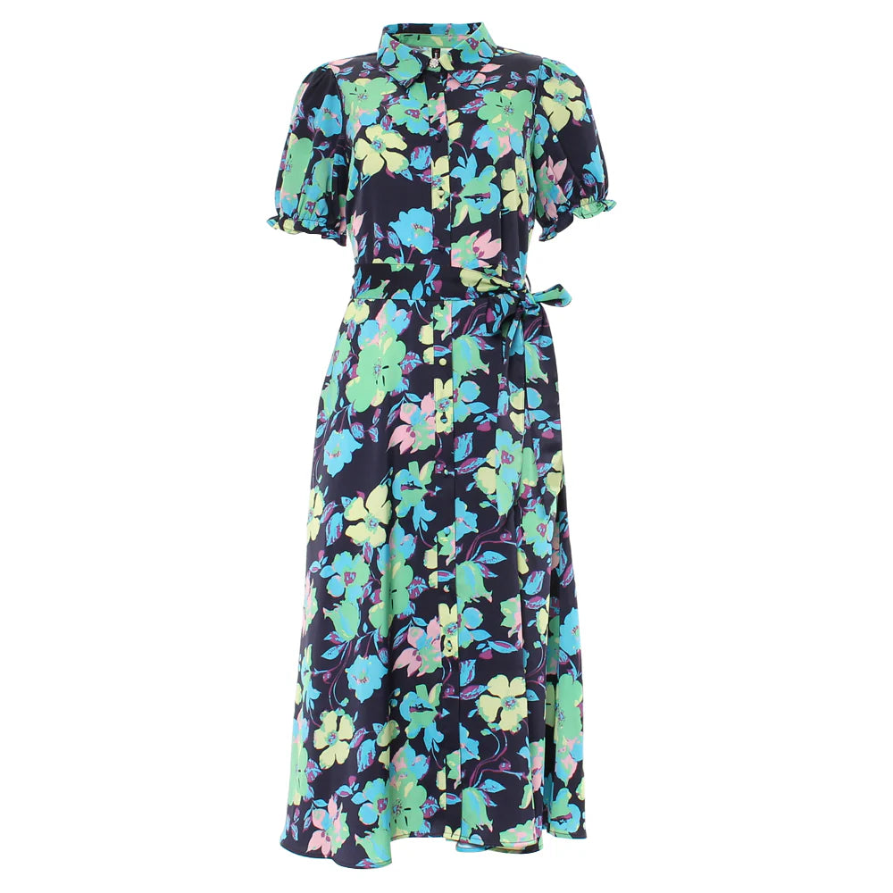 Briana Navy Blue Dress for Women - Elegant Flowy Midi Dress for Casual Outings, Parties & Special Occasions