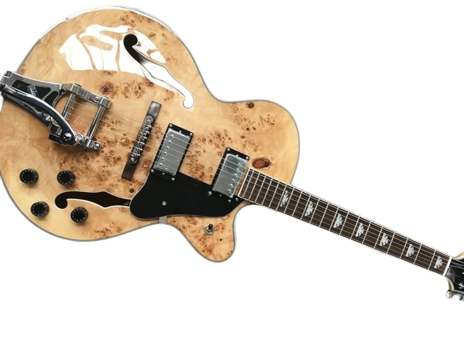 AAUU Semi-Hollow Body Electric Guitar with Pickup - Jazz Mahogany Panel & Rosewood Fingerboard, F-Hole Design (Includes Case) - Perfect for Jazz, Blues & Stage Performances