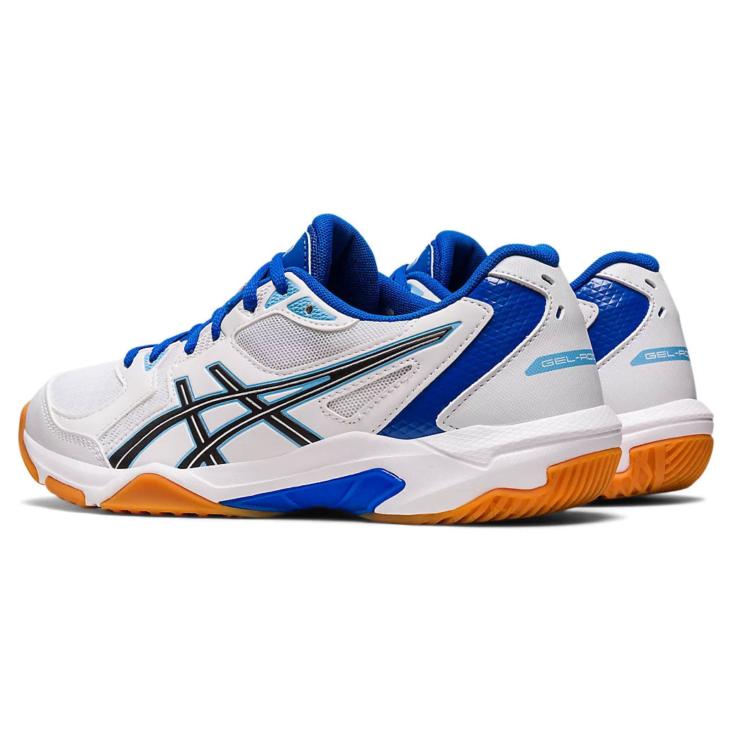 ASICS Gel Rocket 10 Women's Volleyball Shoes - Lightweight Indoor Court Sneakers for Badminton, Squash & Tennis (White/Blue) - Perfect for Gym Training & Competitive Sports