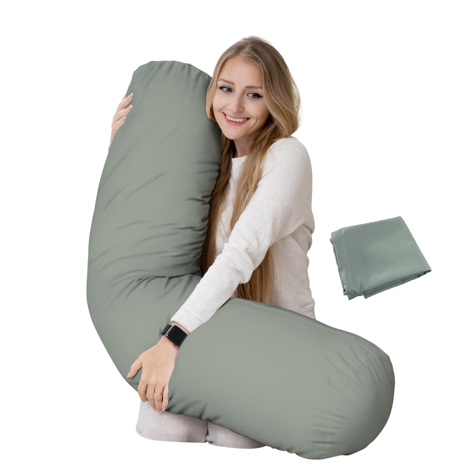 King Size Extra Long Round Body Pillow - 54x12 Inches Ultra Soft Bolster Pillow for Bed with Removable Washable Cover | Maternity Support, Back Pain Relief, Side Sleeper Comfort | Perfect for Pregnancy, Nursing, and Relaxation