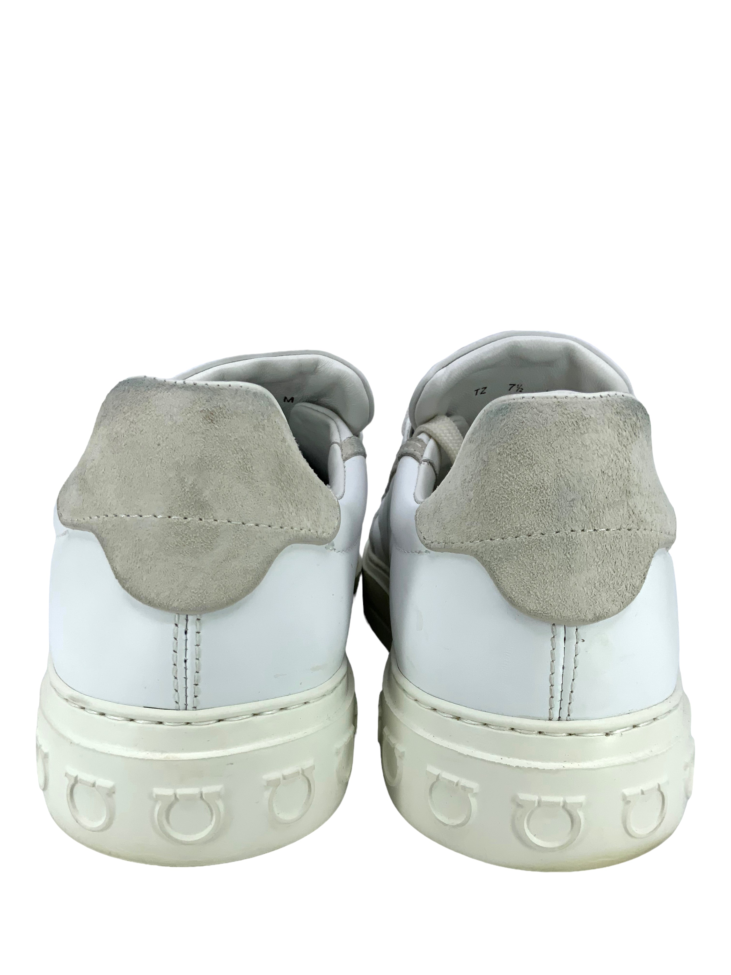 Salvatore Ferragamo Borg Leather & Suede Men's Sneakers Size 7.5 - Premium Casual Shoes for Men, Office & Weekend Wear