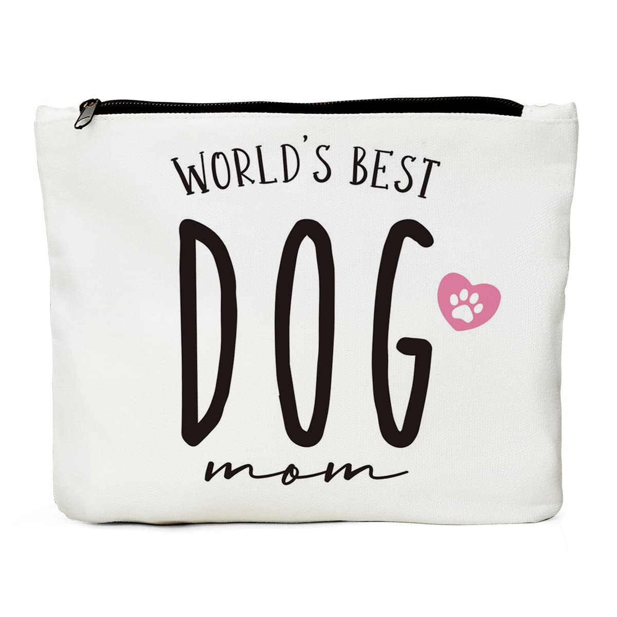 JIUWEIHU Dog Mom Gifts for Women - White Letter Print Cosmetic Bag - Travel Makeup Pouch with Zipper Closure - Perfect for Dog Lovers, Travel Essentials & Daily Beauty Storage