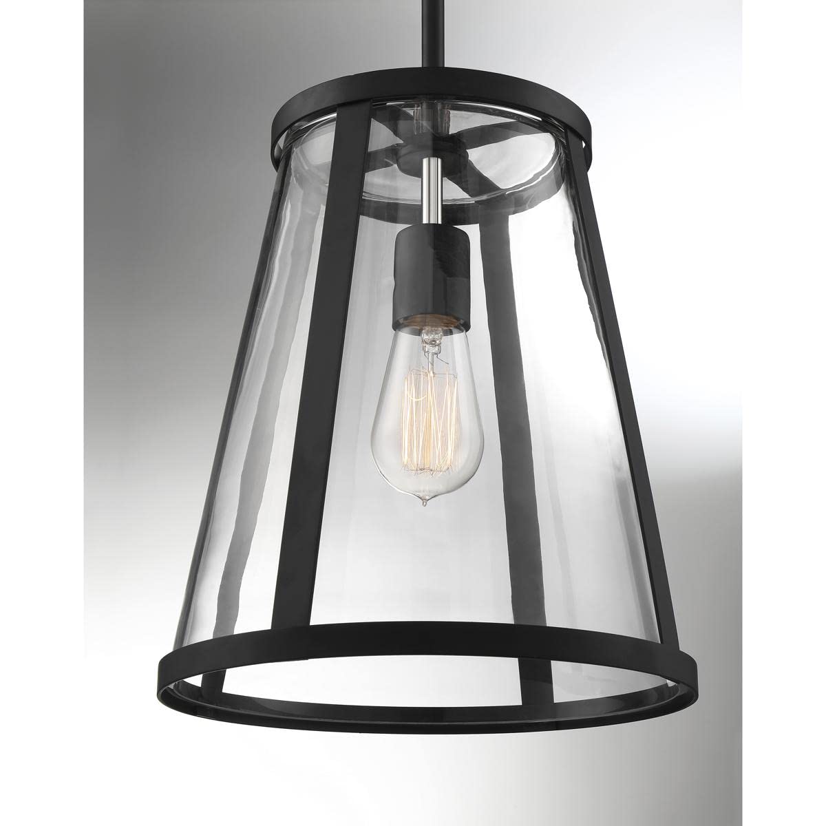 NUVO 60/6699 Bruge 1-Light Matte Black Pendant Light with Clear Glass Shade - 100W 120V - Perfect for Kitchen Island, Dining Room, or Entryway Lighting