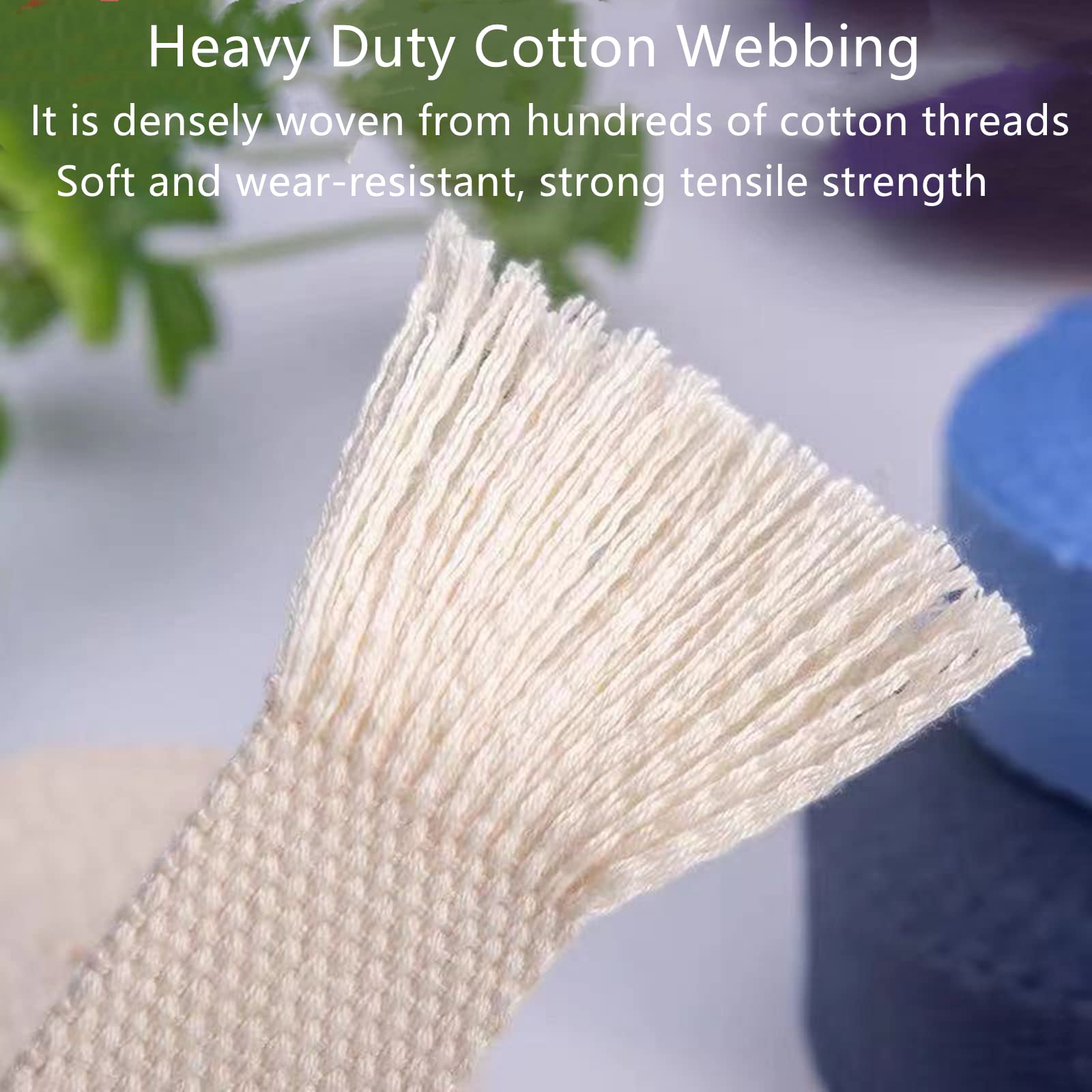 Premium Cotton Webbing for Bag Straps - Heavy Duty Canvas Ribbon for Sewing Luggage & Cargo Strapping - 10 Yards per Roll - Perfect for DIY Backpacks, Tote Bags & Travel Gear