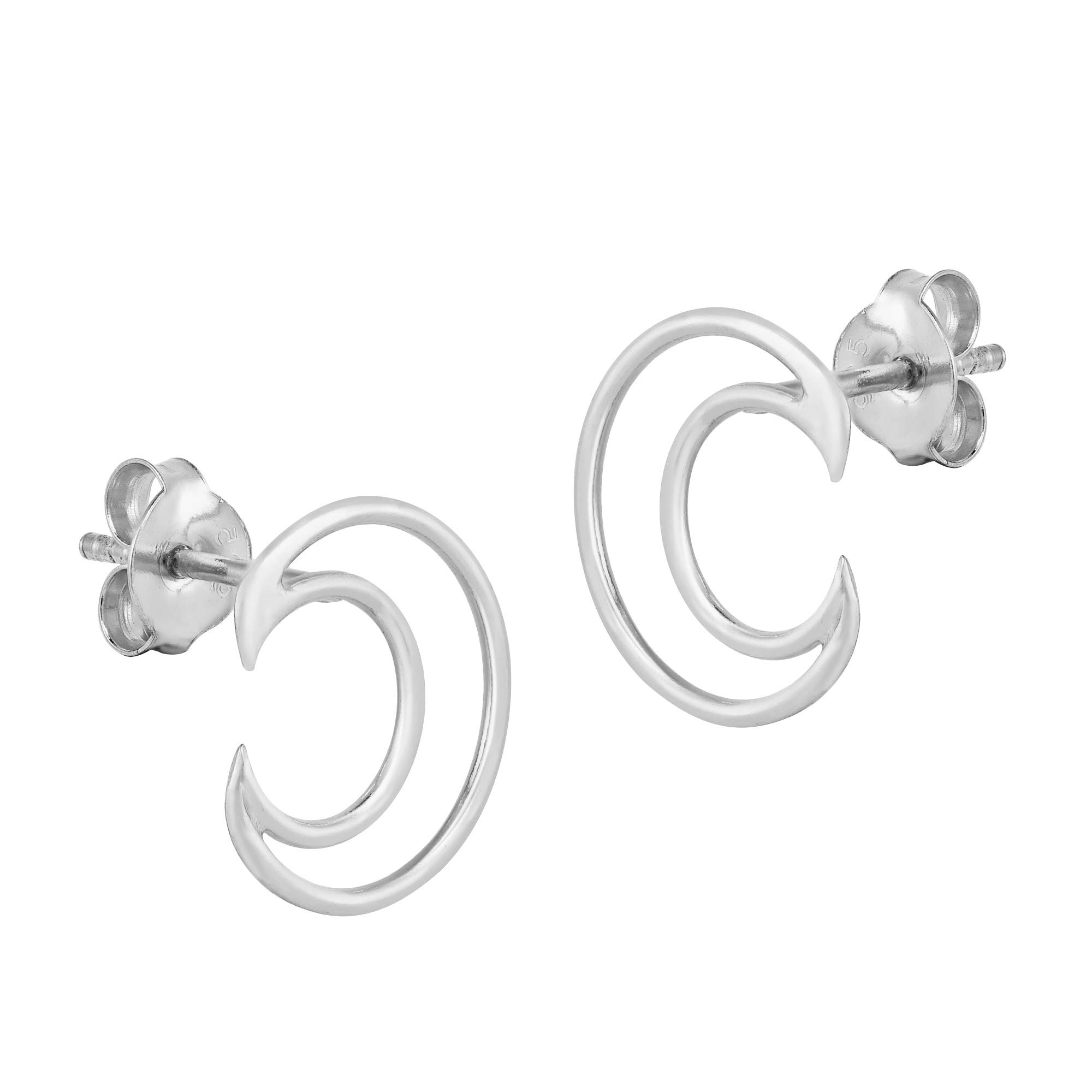AeraVida Crescent Moon Outline Sterling Silver Post Stud Earrings for Women - Minimalist Chic Jewelry Gift for Daughter, Girlfriend, Wife - Perfect for Everyday Wear, Date Night & Special Occasions