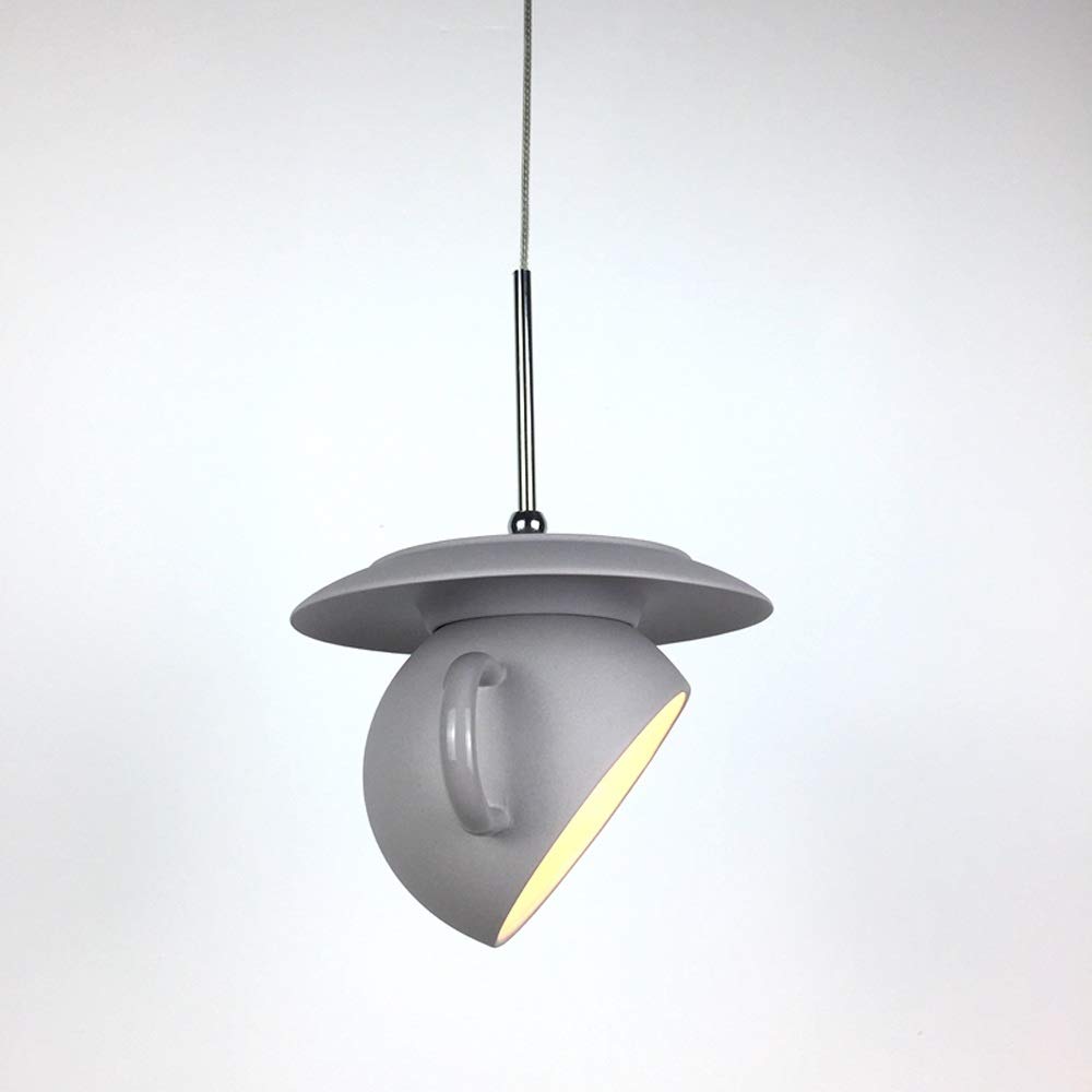 Nordic Style Cement Pendant Light - Unique Coffee Cup Hanging Lamp for Restaurant, Cafe, Bedroom & Study Room Decor | Dimmable Suspension Lighting for Cozy Ambiance