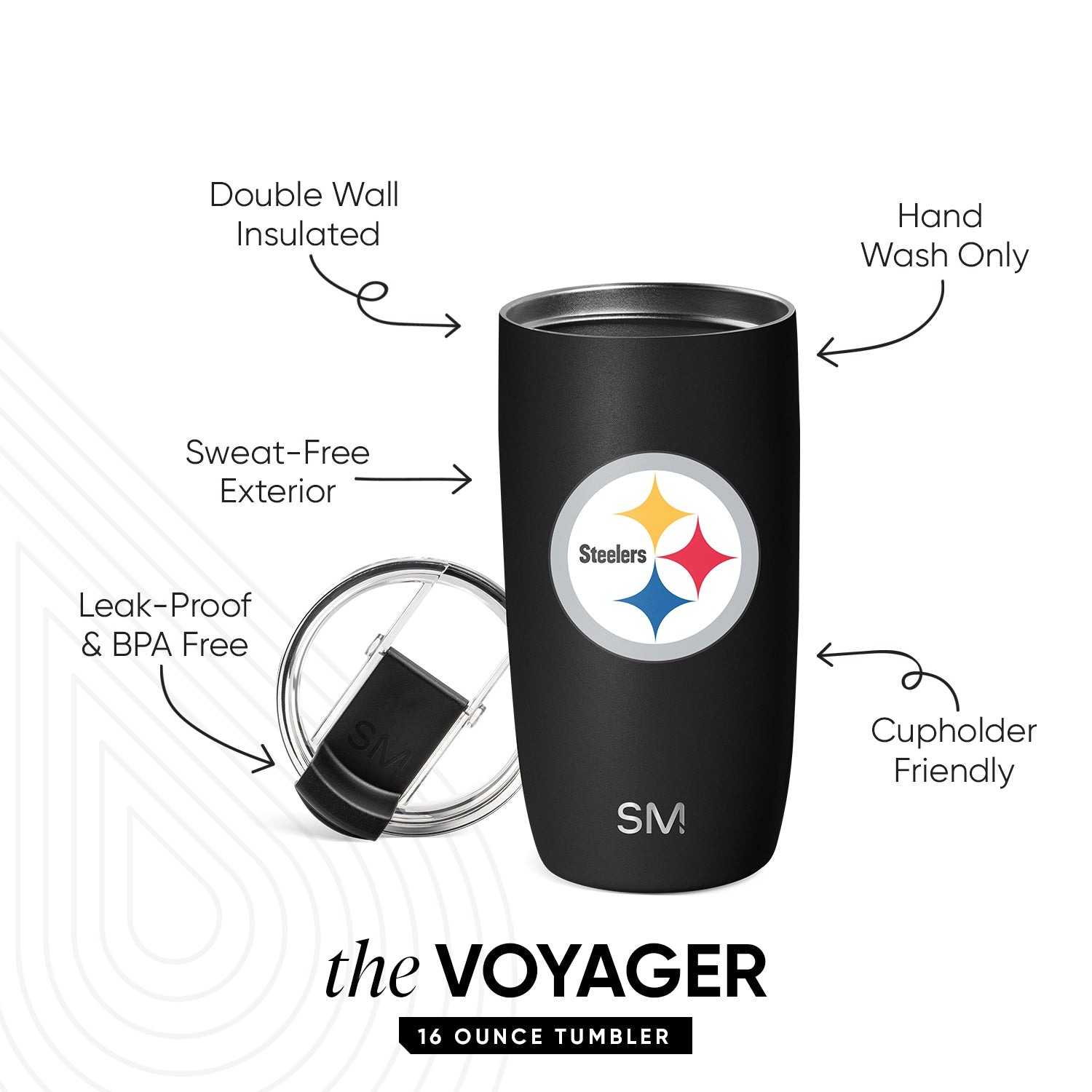 NFL Voyager Tumbler with Clear Flip Lid & Straw - 20oz Insulated Stainless Steel Travel Mug for Hot & Cold Drinks - Perfect for Football Games, Tailgating & Outdoor Activities