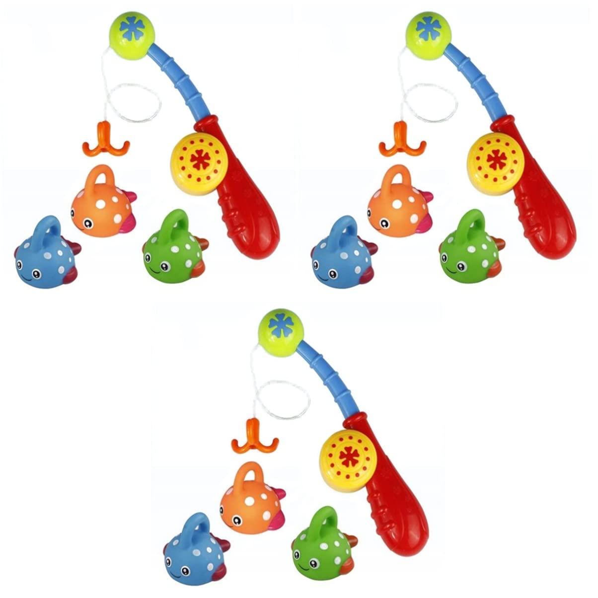 TOYANDONA 3 Pack Rubber Fish Fishing Rod Toy Set - Educational Bath Toys for Kids, Fun Outdoor & Indoor Water Play Activity - Perfect for Pool, Beach, Bathtime and Birthday Gifts