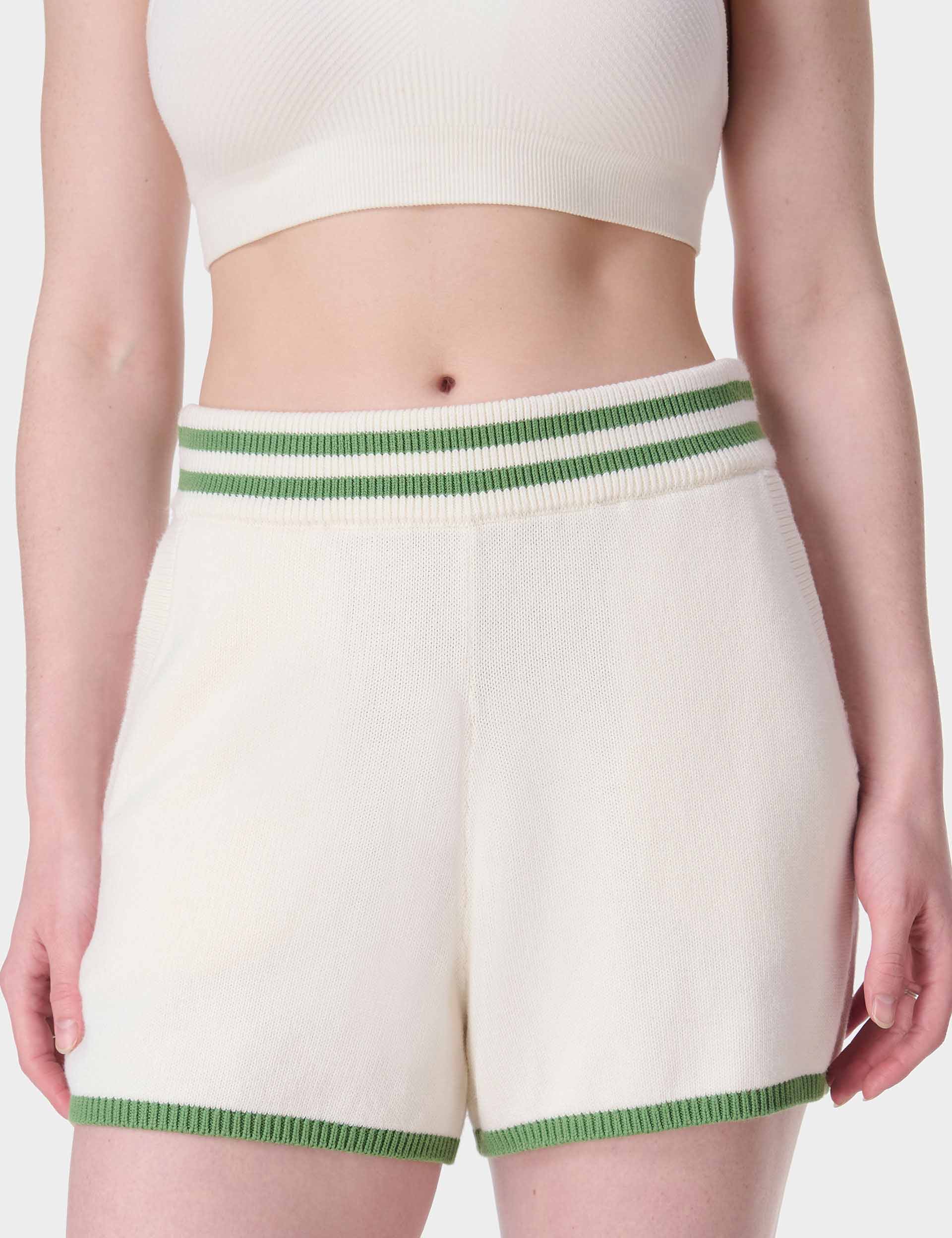 Off Court Knitted Shorts - Women's Casual Comfortable Knit Lounge Shorts in Lily White | Perfect for Yoga, Lounging & Home Wear
