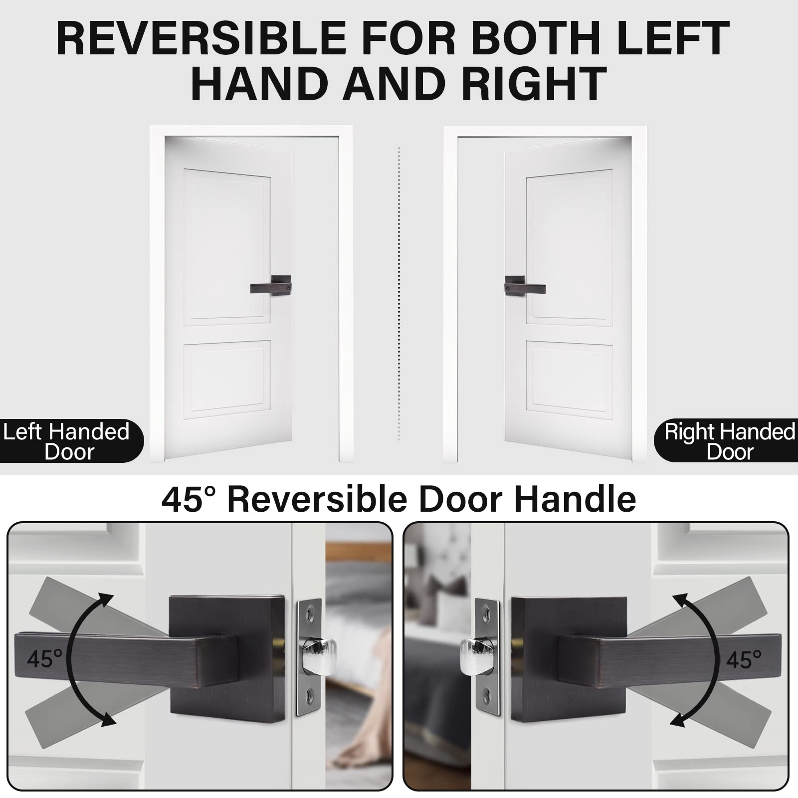 Heavy Duty Hall & Closet Door Lock Set - Brushed Bronze Finish Passage Door Lever for Mobile Homes & Apartments - Secure Privacy for Bedrooms, Bathrooms & Interior Doors - Golingda 3503-ORB-PS-12P