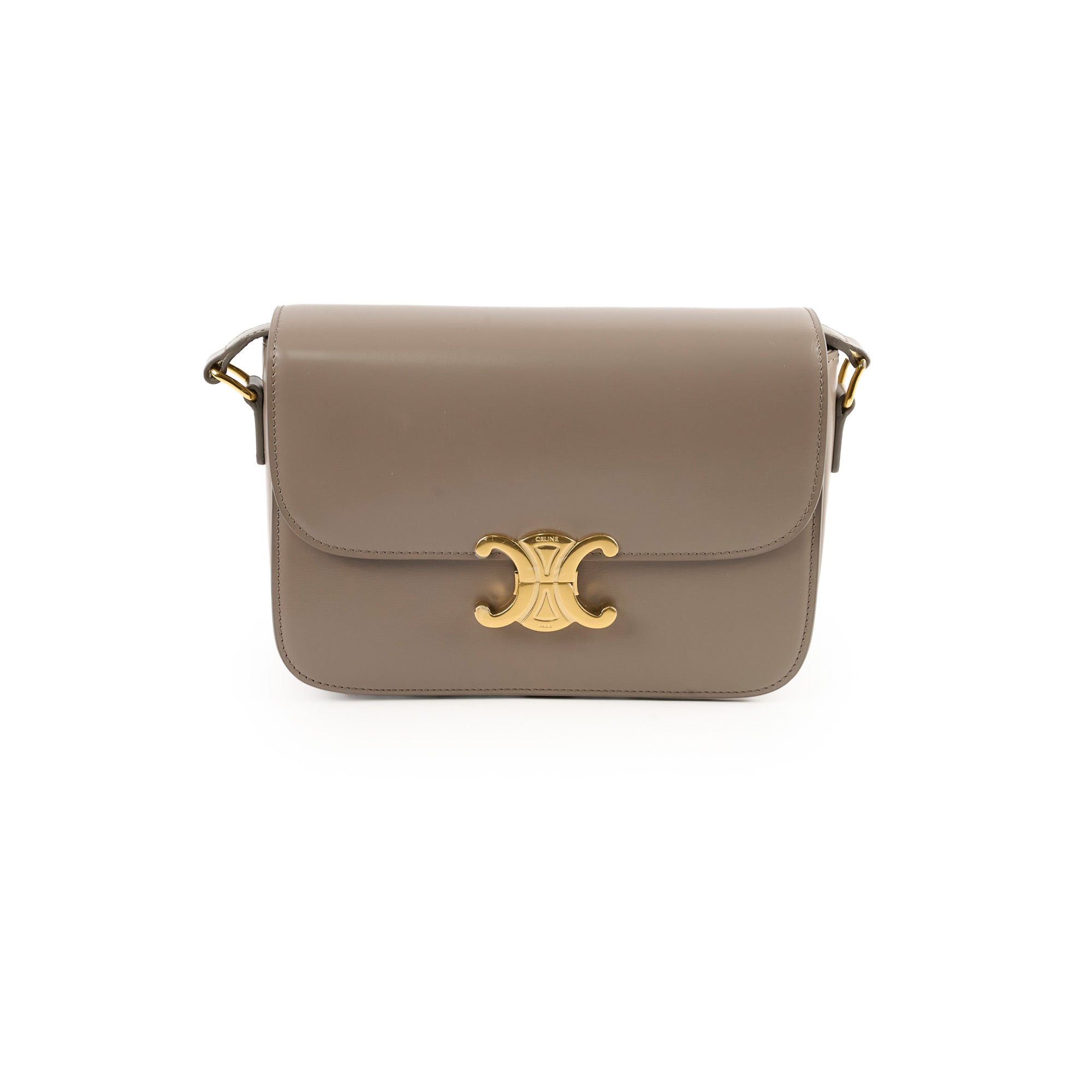 Celine Classique Medium Triomphe Bag Pebble Leather Crossbody Bag for Women | Luxury Designer Handbag for Work, Travel & Everyday Use