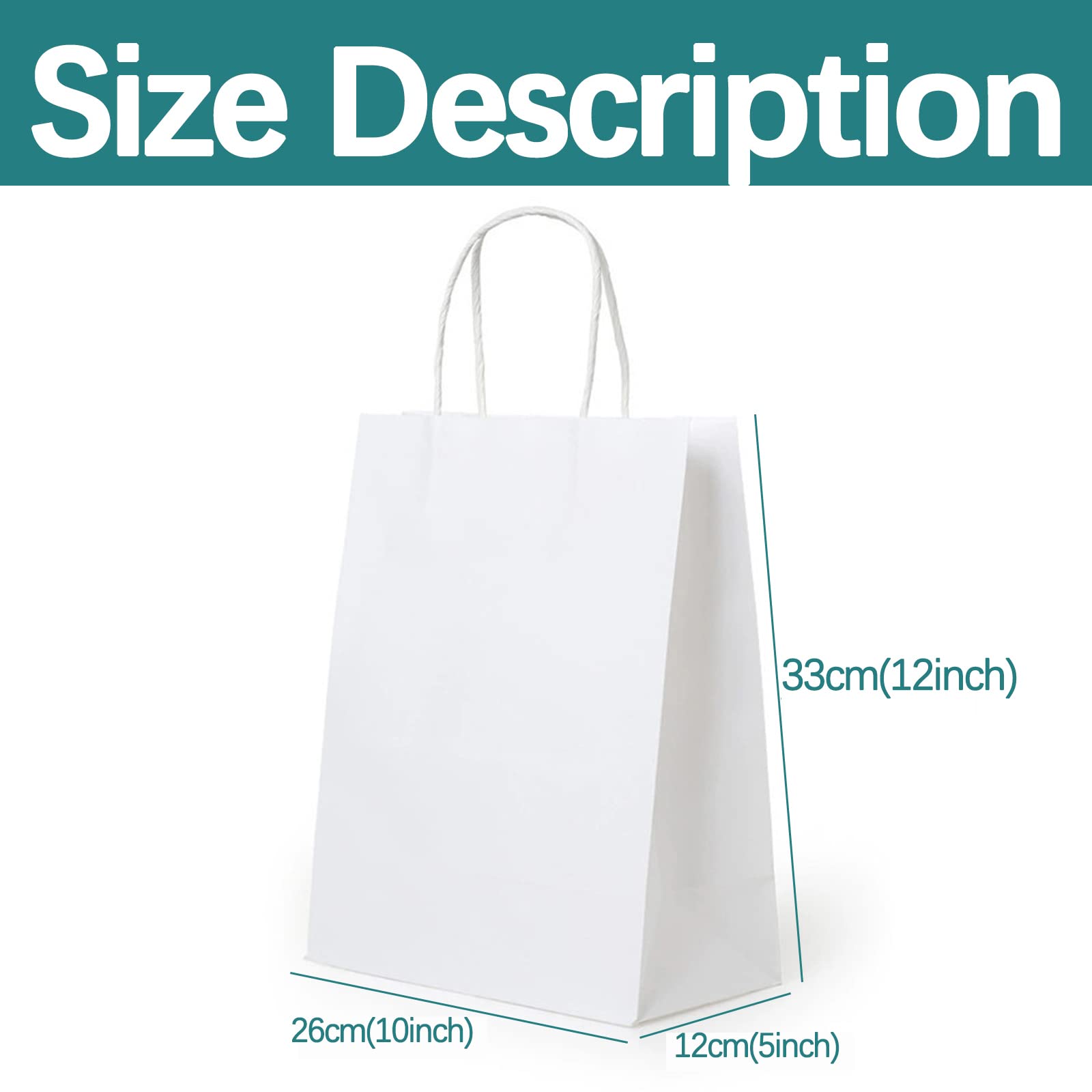 100 Pcs Kraft Paper Bags with Handles - 10x5x13 Inch Eco-Friendly Brown Shopping Bags for Retail Stores, Restaurants, Takeout, Grocery, Bakery, Gift Wrapping & DIY Crafts - Perfect for Parties, Weddings & Farmers Markets