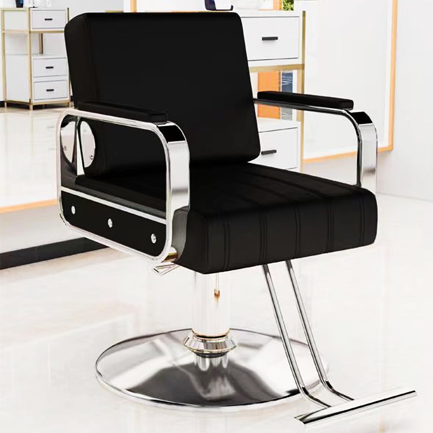 Hydraulic Barber Chair - Professional Salon Chair for Hair Stylists with Wide Rotating Seat, Beauty Spa & Cosmetology Equipment for Hairdressing & Shampoo - Perfect for Salons, Barbershops & Home Use (Black)